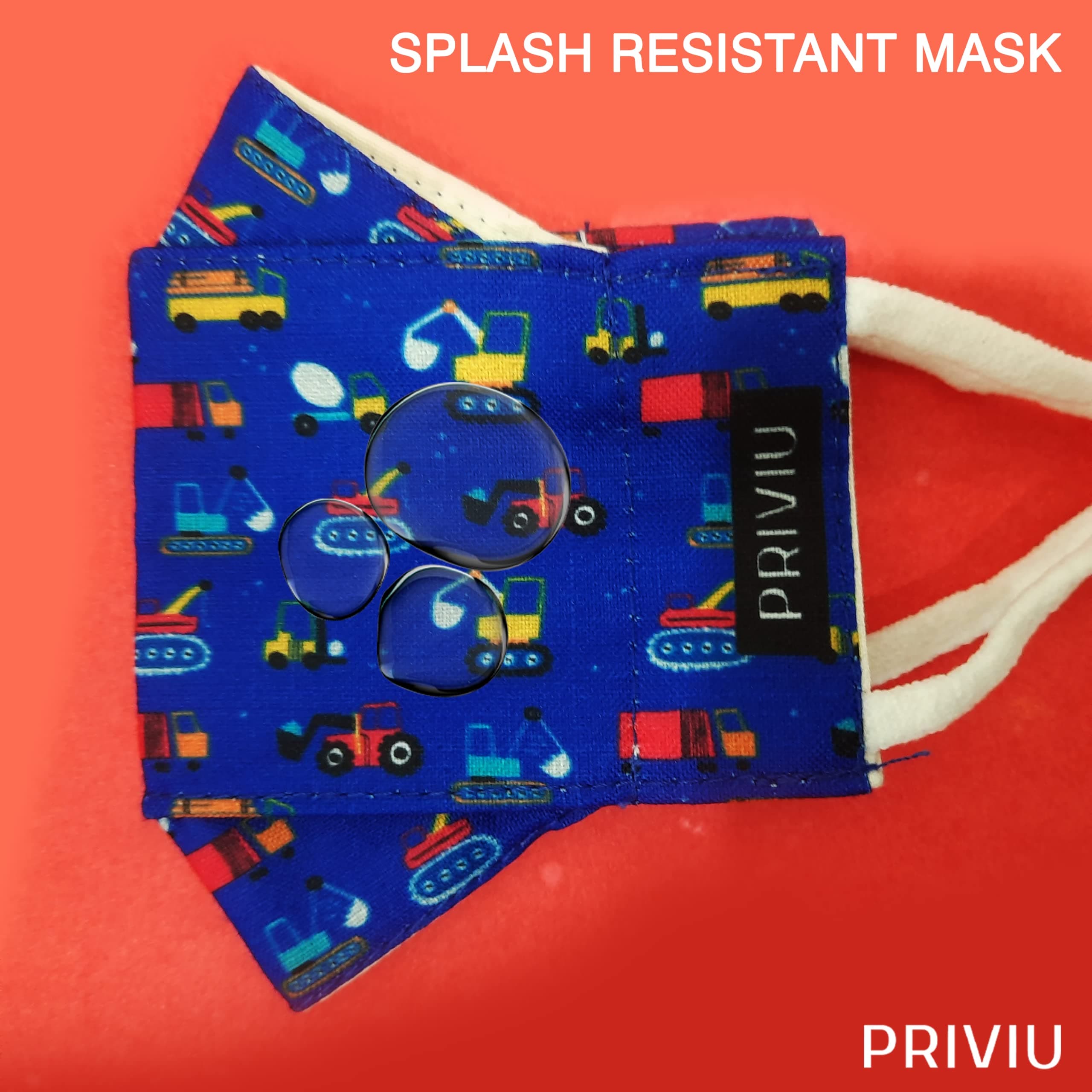 PRIVIU Kids Masks for Boys and Girls 3 to 8 Years, Washable Reusable, 3D Comfortable Face Mask with Adjustable Earloop, 4 Layer with Pure Cotton Inner Cloth, Pack of 5