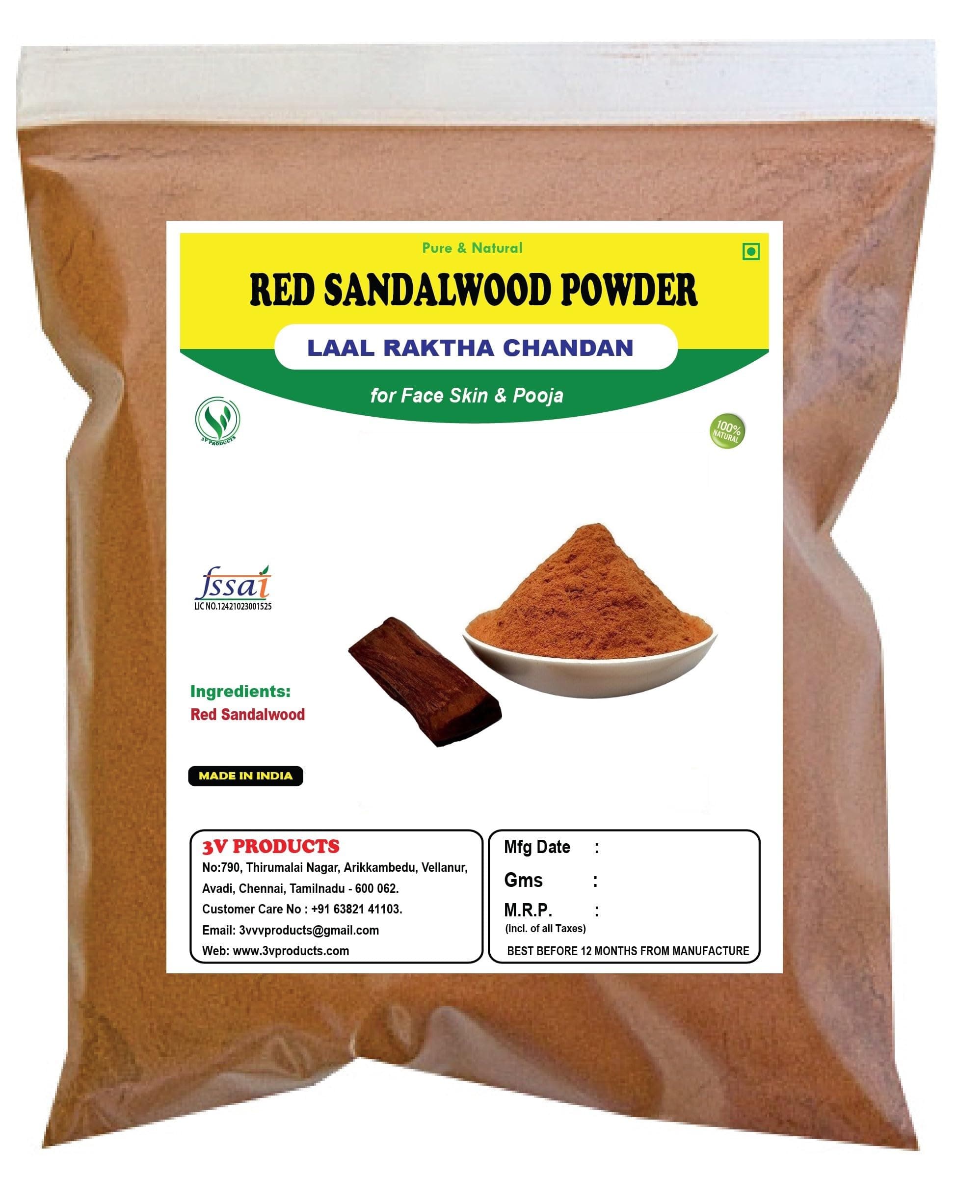 3V PRODUCTS Red Sandalwood Powder 100Gm | Rakta Chandan | Laal Raktha Chandan Powder