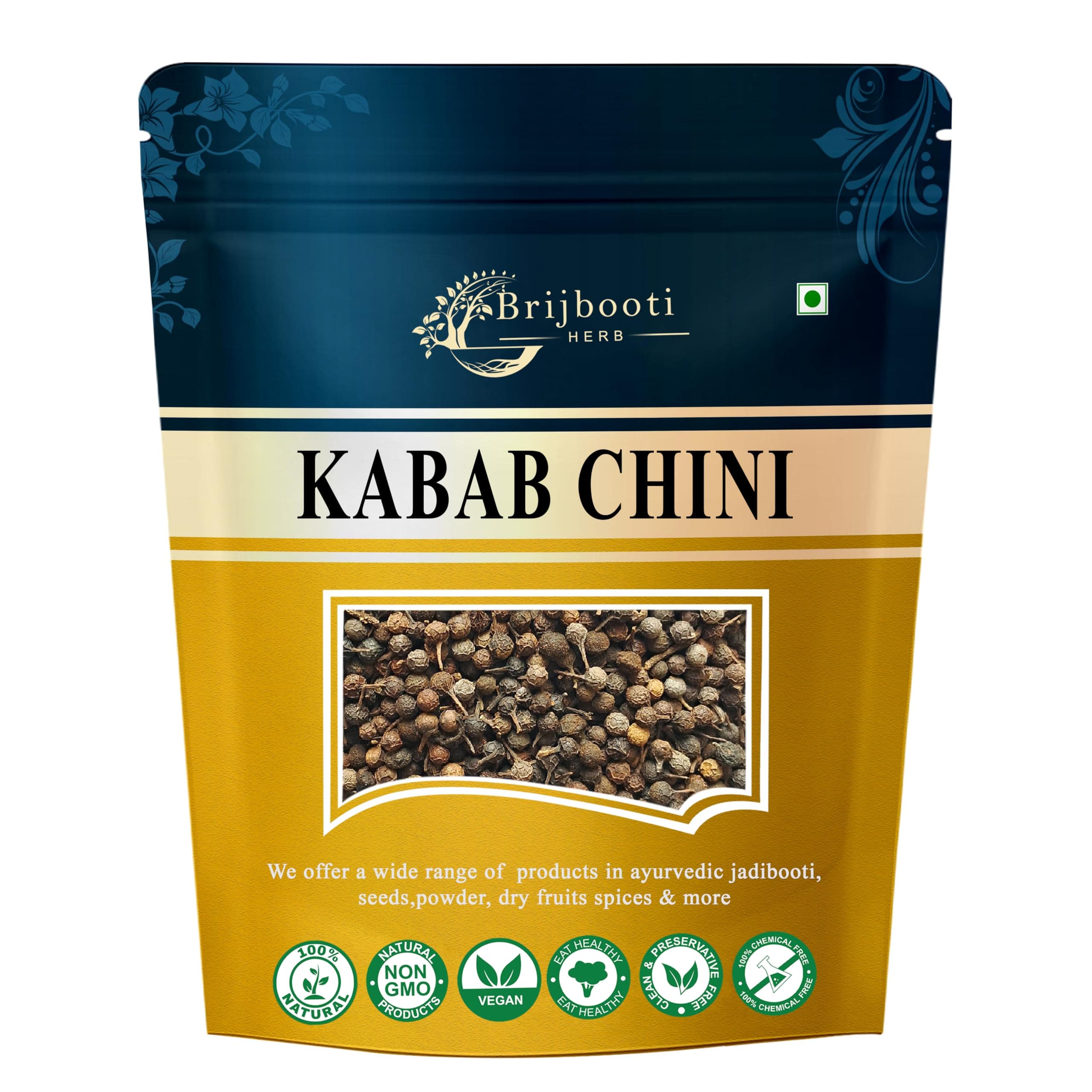 BIRJU MAHAVIR Sheetal Chini/Kababchini/Piper Cubeba/Kankol Mirch -100 gm, Natural (BMKB-184)