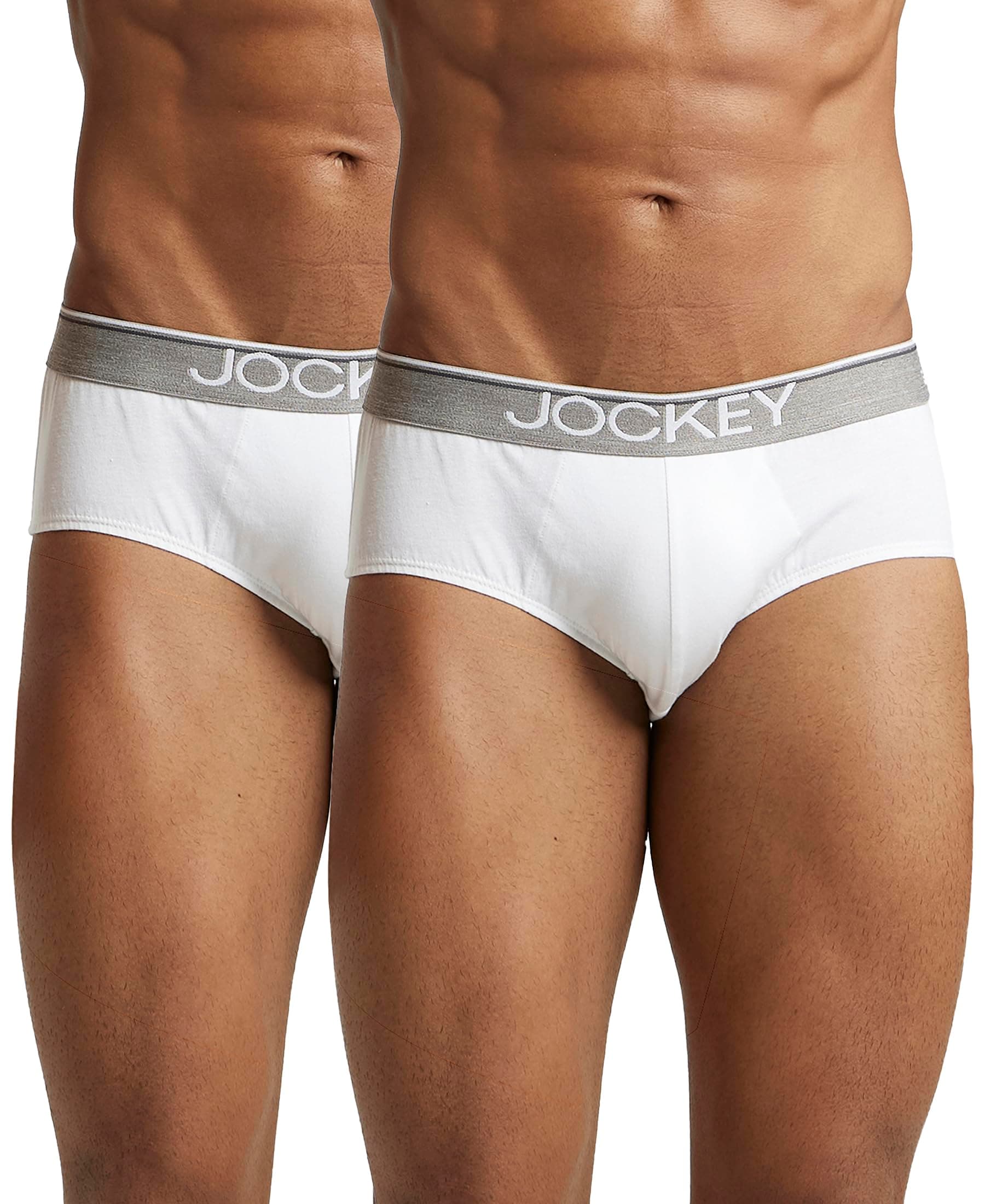 Jockey Men's Super Combed Cotton Briefs with Ultrasoft and Durable waistband (Pack of 2) 8037_White_XL
