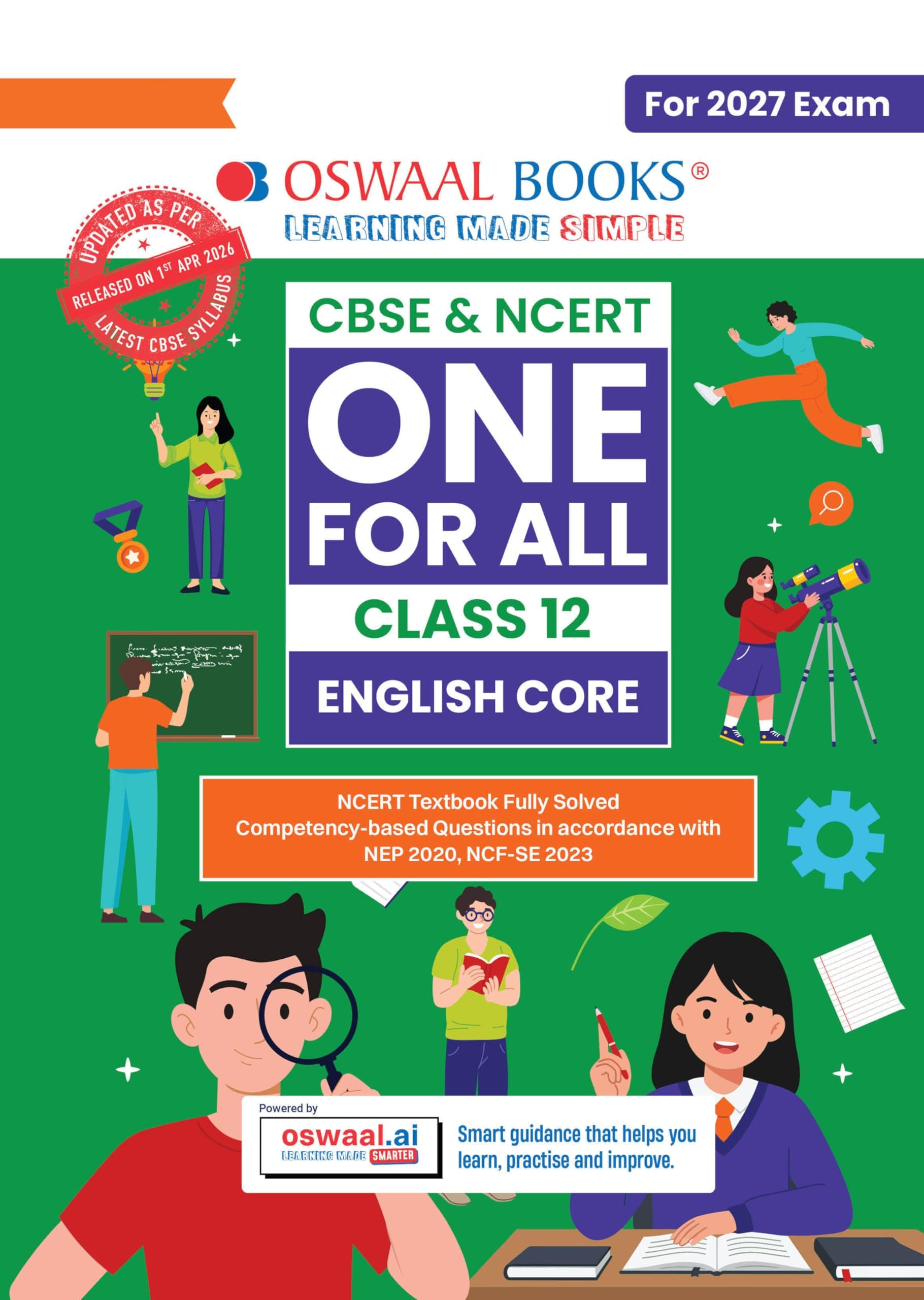 Oswaal CBSE & NCERT One for All Class 12 English Core | Includes 2026 Papers (Delhi & Outside Delhi)- fully solved | With NCERT & Competency-based questions | For 2027 Exam | With Oswaal AI