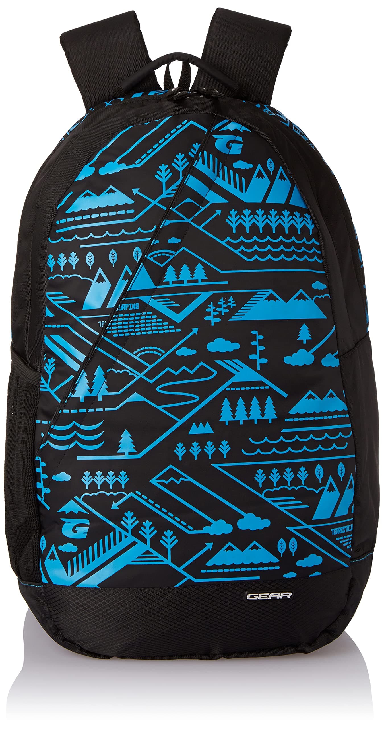 Gear 22 ltrs Black and Royal Blue Casual Backpack (BKPCMPUS10110)
