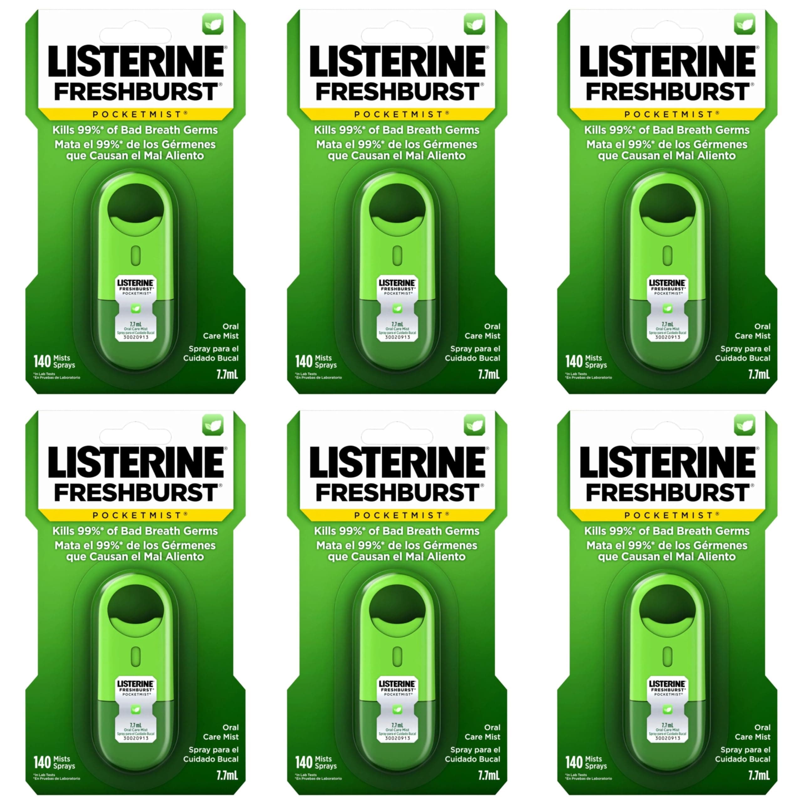 Listerine Freshburst Pocketmist Oral Care Bad Breath Mist(Pack of 6)