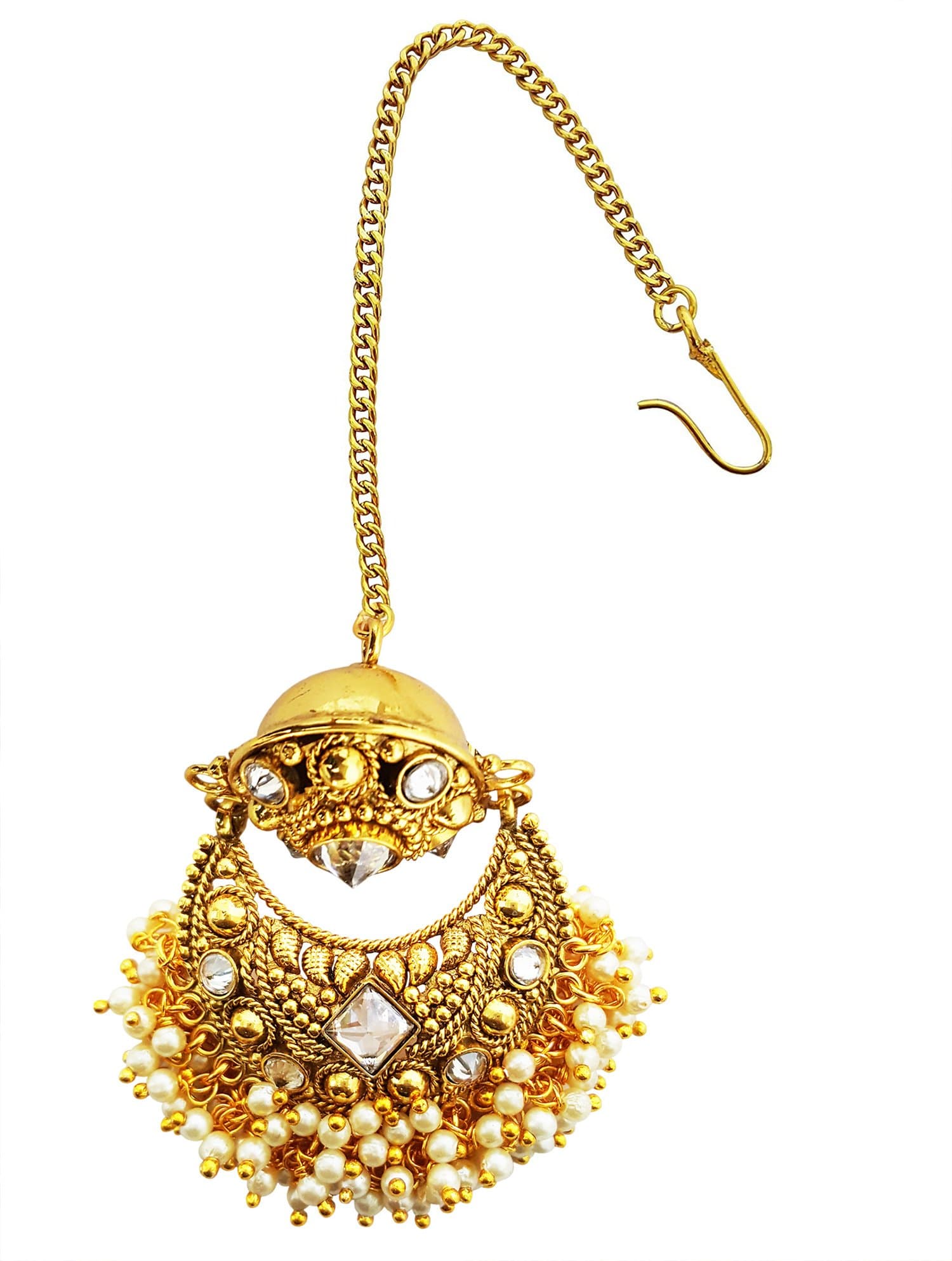 Mehrunnisa Traditional Rajasthani Pearls & Crystals Borla Maang Tikka (JWL2271)