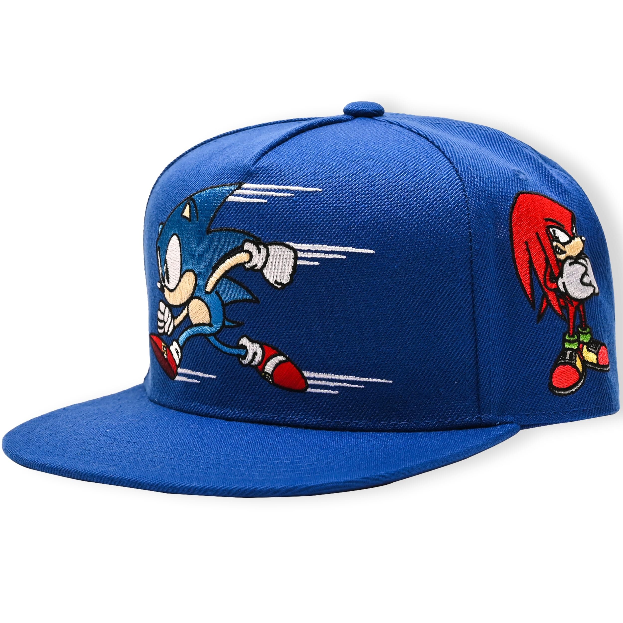 SEGA Sonic The Hedgehog Baseball Hat - Featuring Sonic, Tails, and Knuckles - Official Curved Brim, Adjustable Cap (Allover Royal)