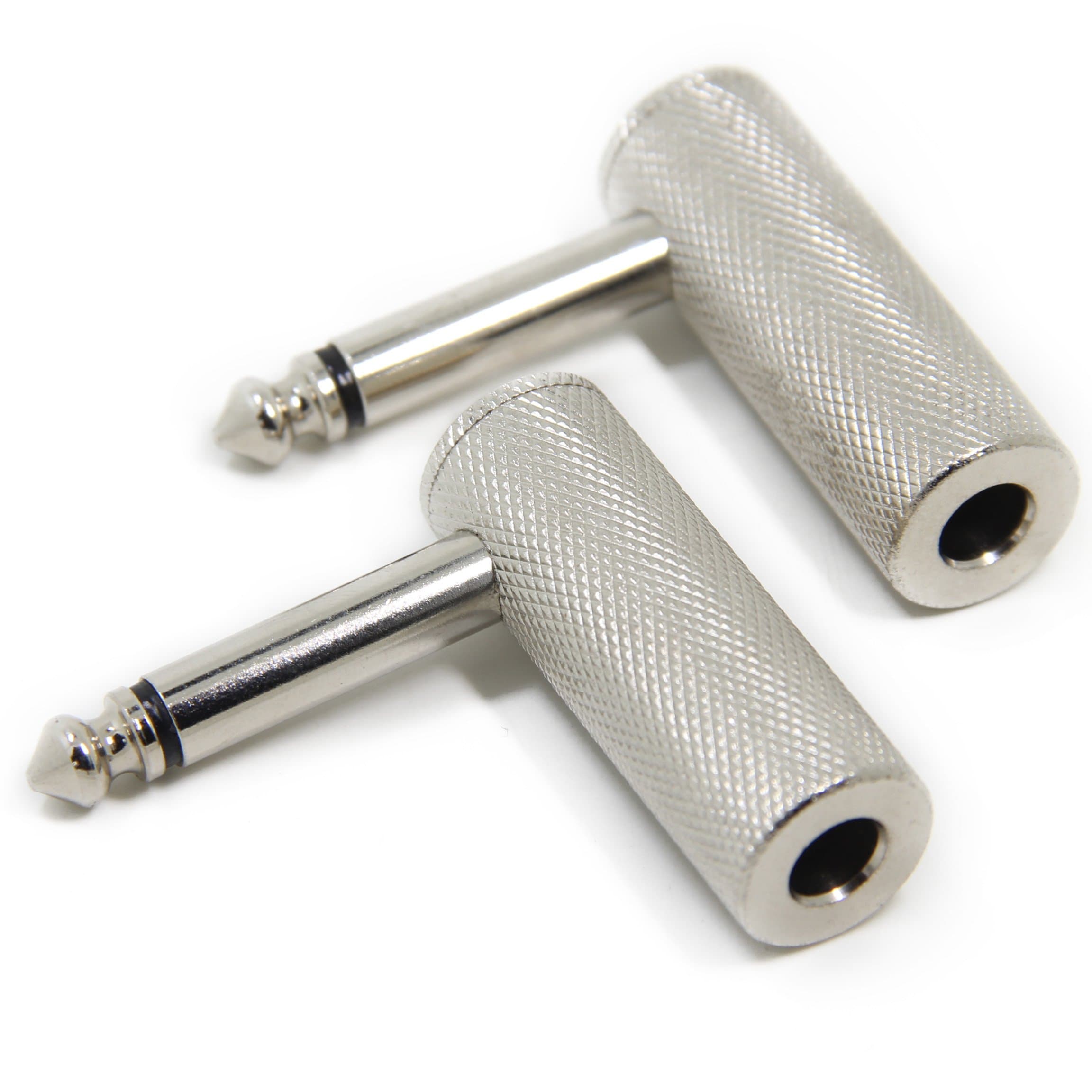 Ancable 2-Pack Premium 1/4 Inch Right Angle Guitar Cable Adapter, 6.35mm 1/4" TS Mono Male to Female Heavy Duty Metal Connector for Guitar