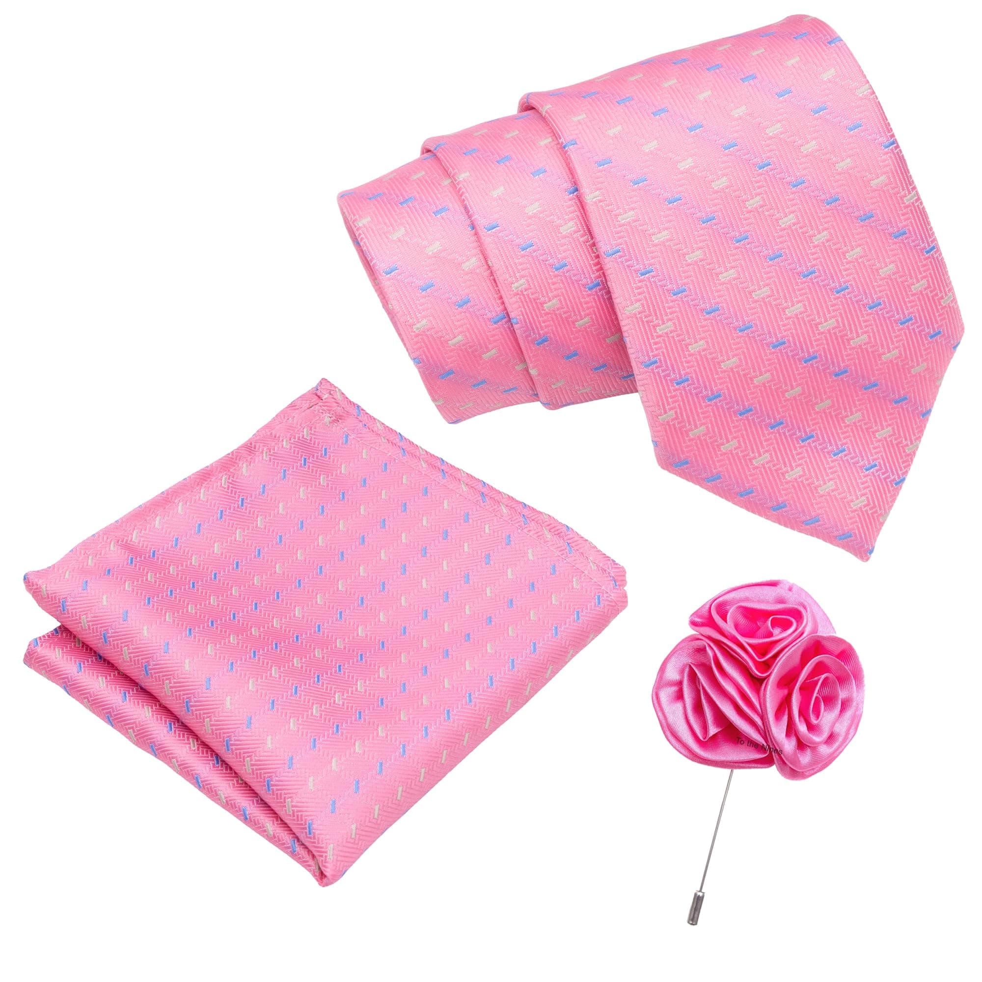 To The Nines Pink Microfiber Men's Tie, Pocket Square & Lapel Pin