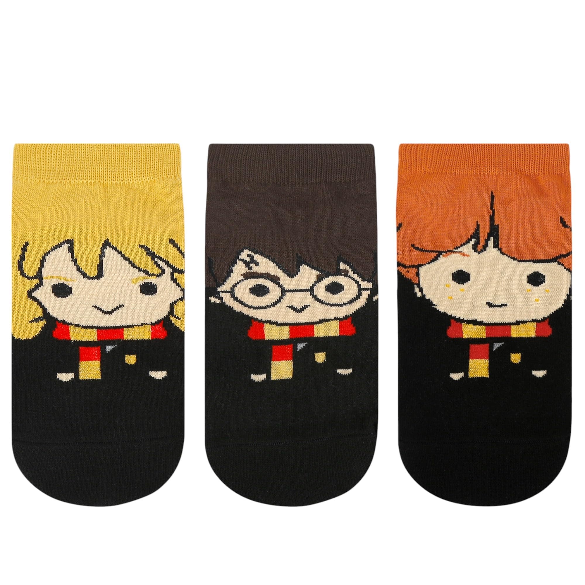 BALENZIA SocksXpress Harry Potter Women’s Character Low-Cut Socks|Pack of 3 Pairs|Officially Licensed Harry, Ron & Hermione|100% Combed Cotton & Spandex Blend for Soft, Stretchable Comfort