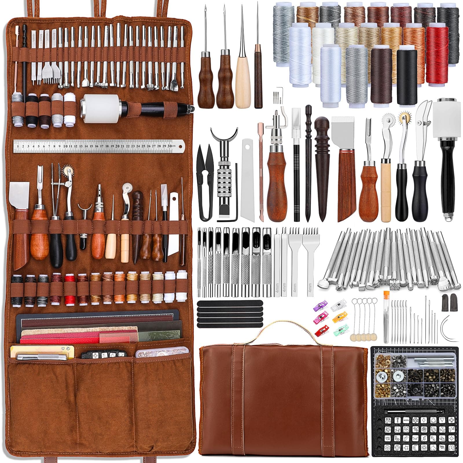 TLKKUE Leather Tooling Kit Leather Craft Tools Leatherworking Kit