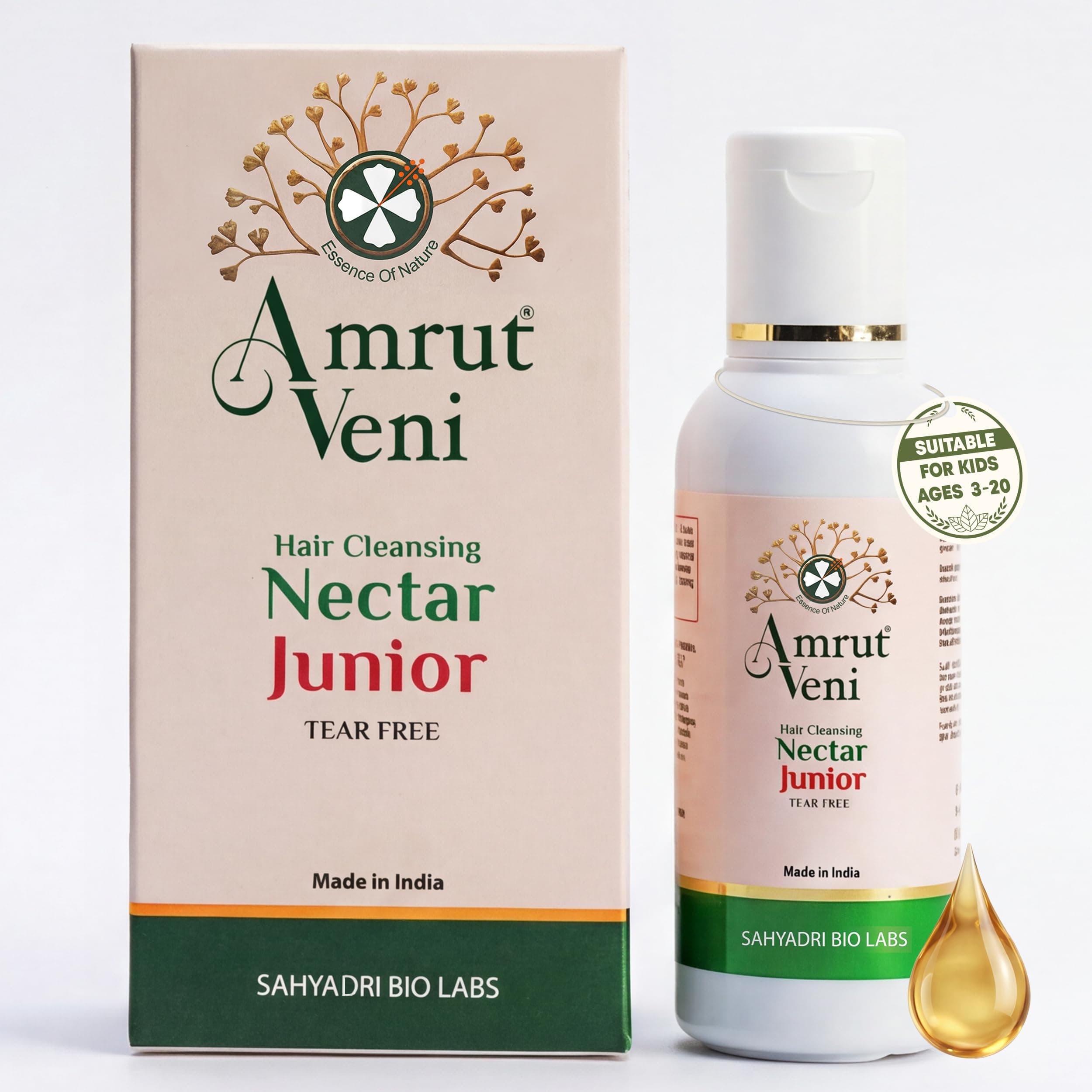 Amrutveni Junior Nectar Shampoo – Tear-Free, Sulphate-Free Kids Wash, 50ML