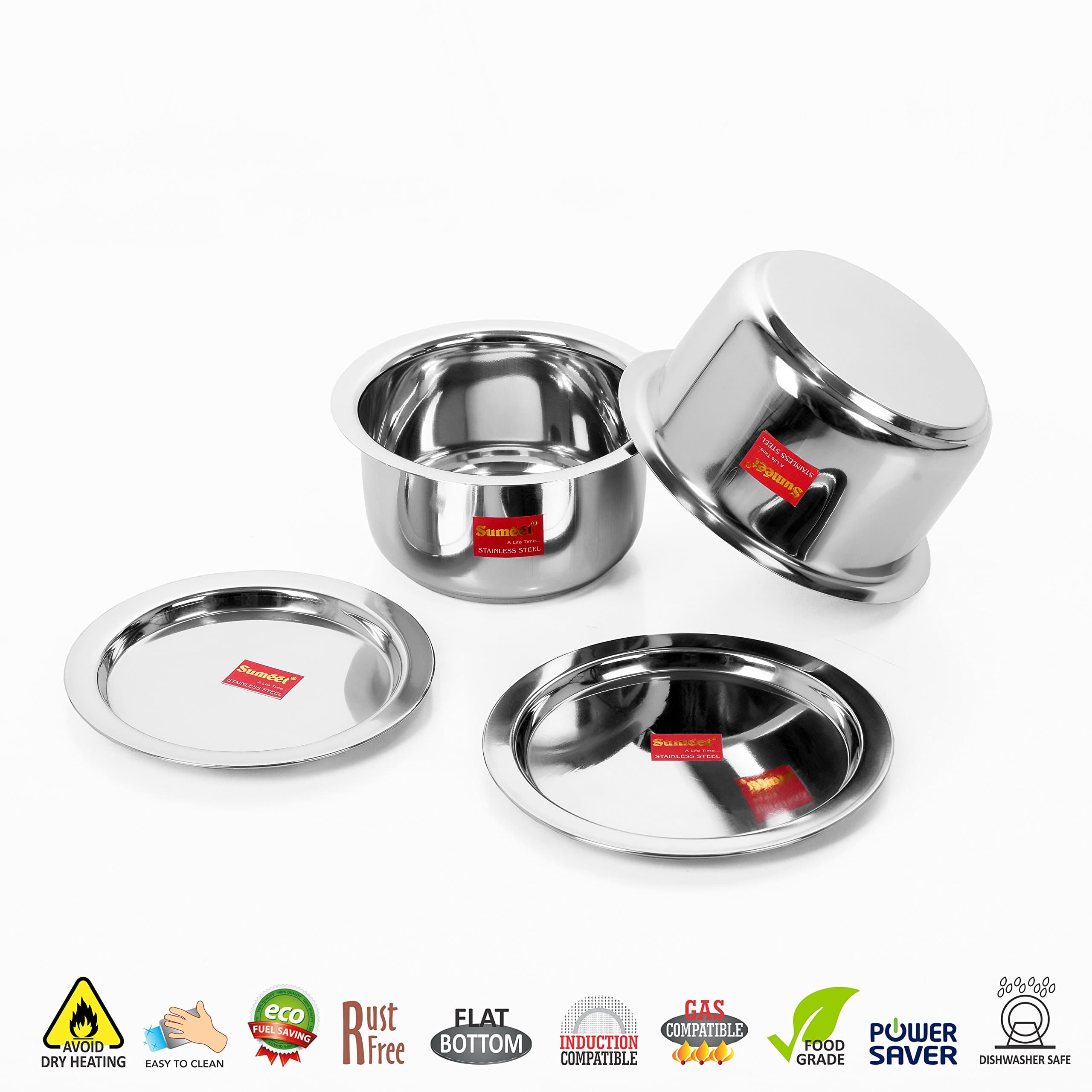 SUMEET Stainless Steel Container Set/tope/cookware Set With Lids, 2 Piece