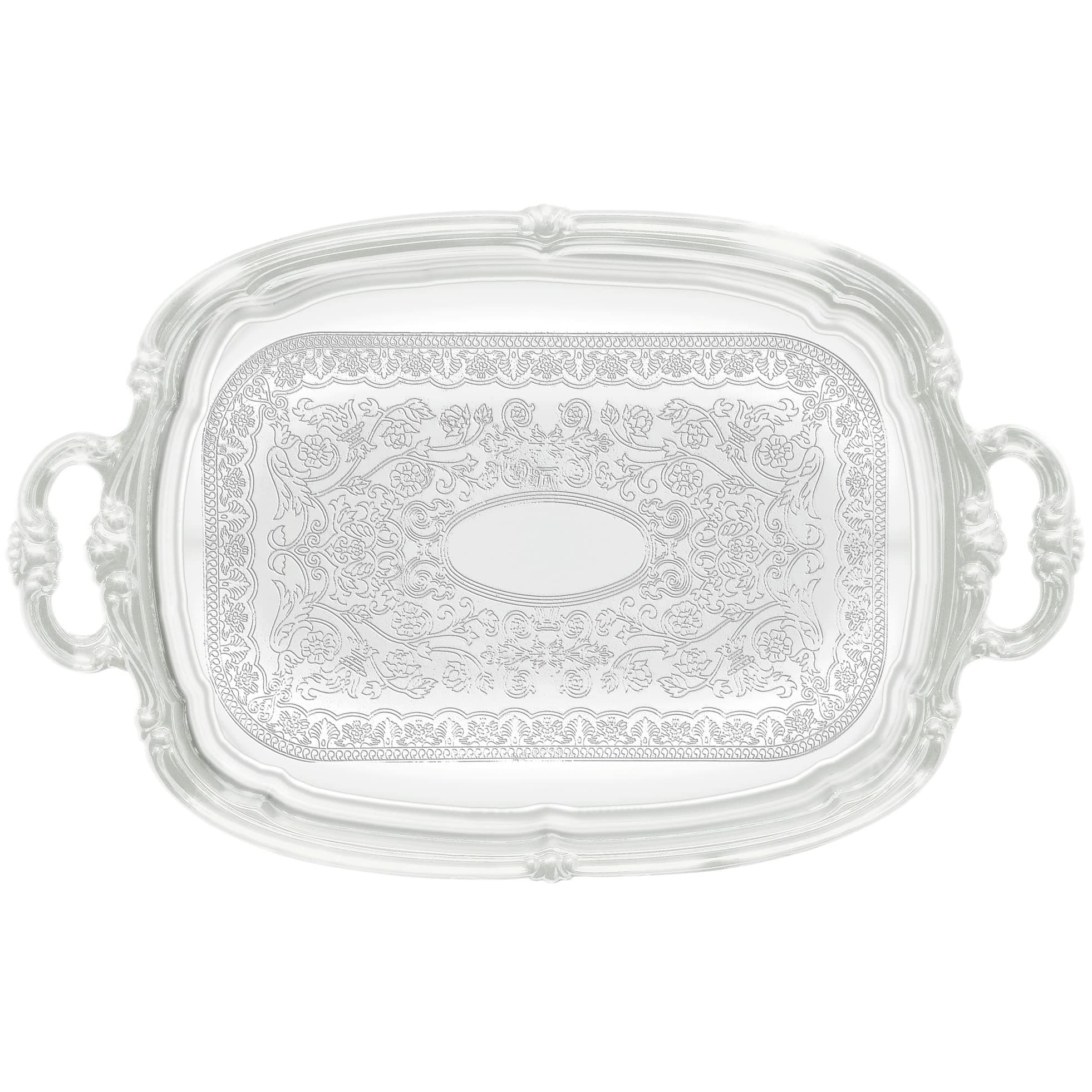 Winco CMT-1912 Oblong Tray with Integrated Handle, Chrome