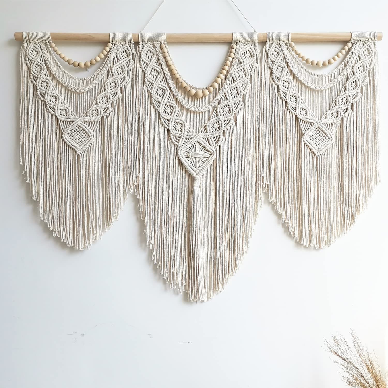 large macrame tapestry (Wood bead)