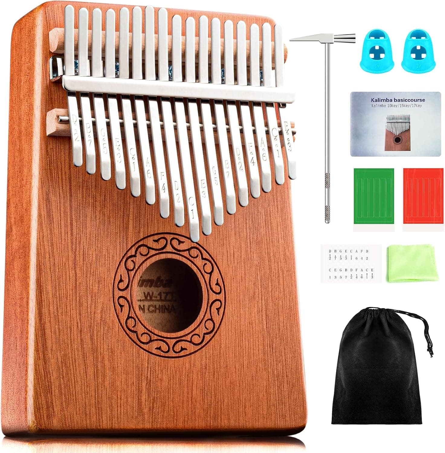 Truenix Kalimba 17 Keys Thumb Piano, Easy to Learn Portable Musical Instrument Gifts for Kids Adult Beginners with Tuning Hammer and Study Instruction, Known as Mbira, Wood Finger Piano