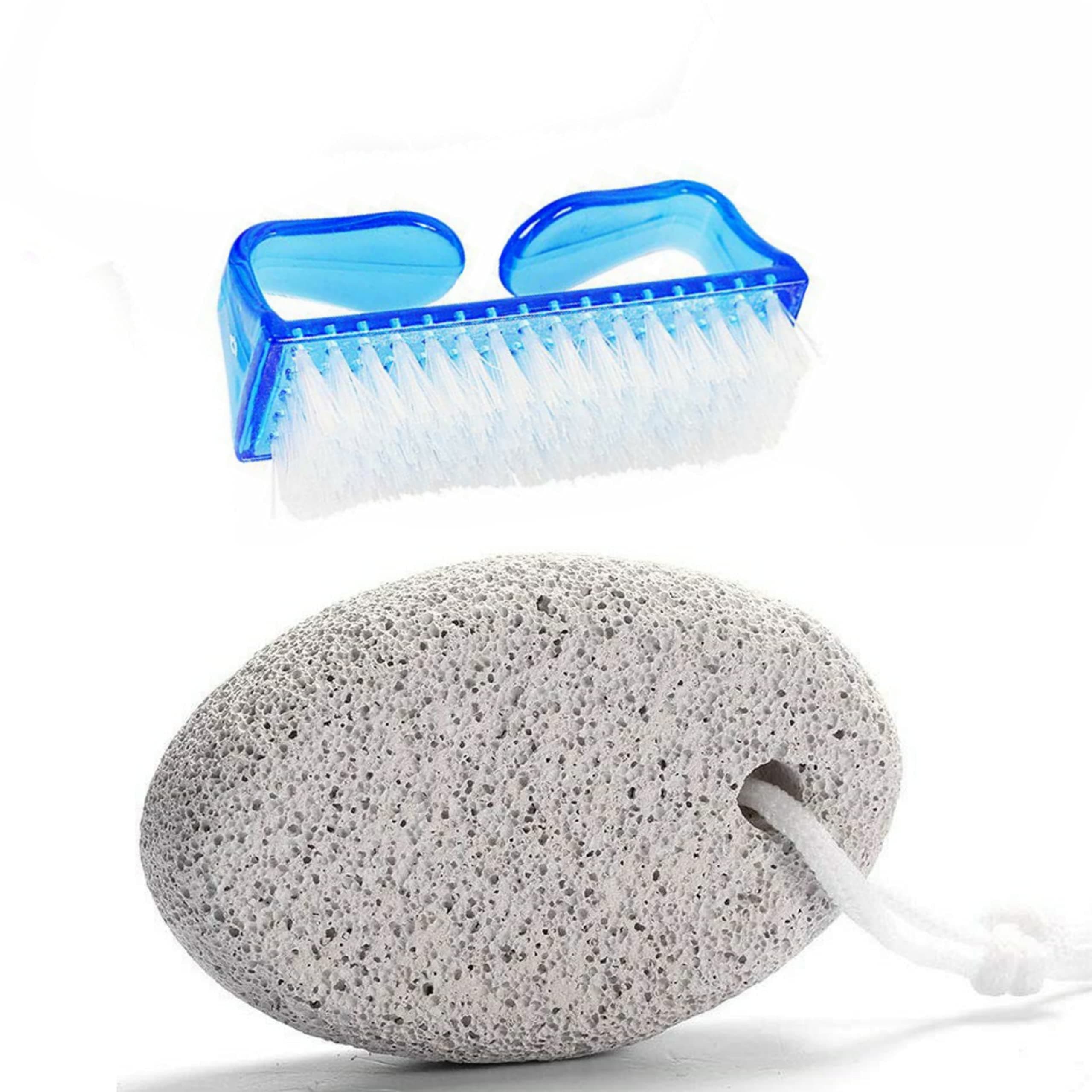 Mepoint Beauty Pumice Stone 1 Pcs, Natural Lave Pumice Stone for Feet/Hand, Small Callus Remover/Foot Scrubber Stone for Men/Women With Nail and foot brush