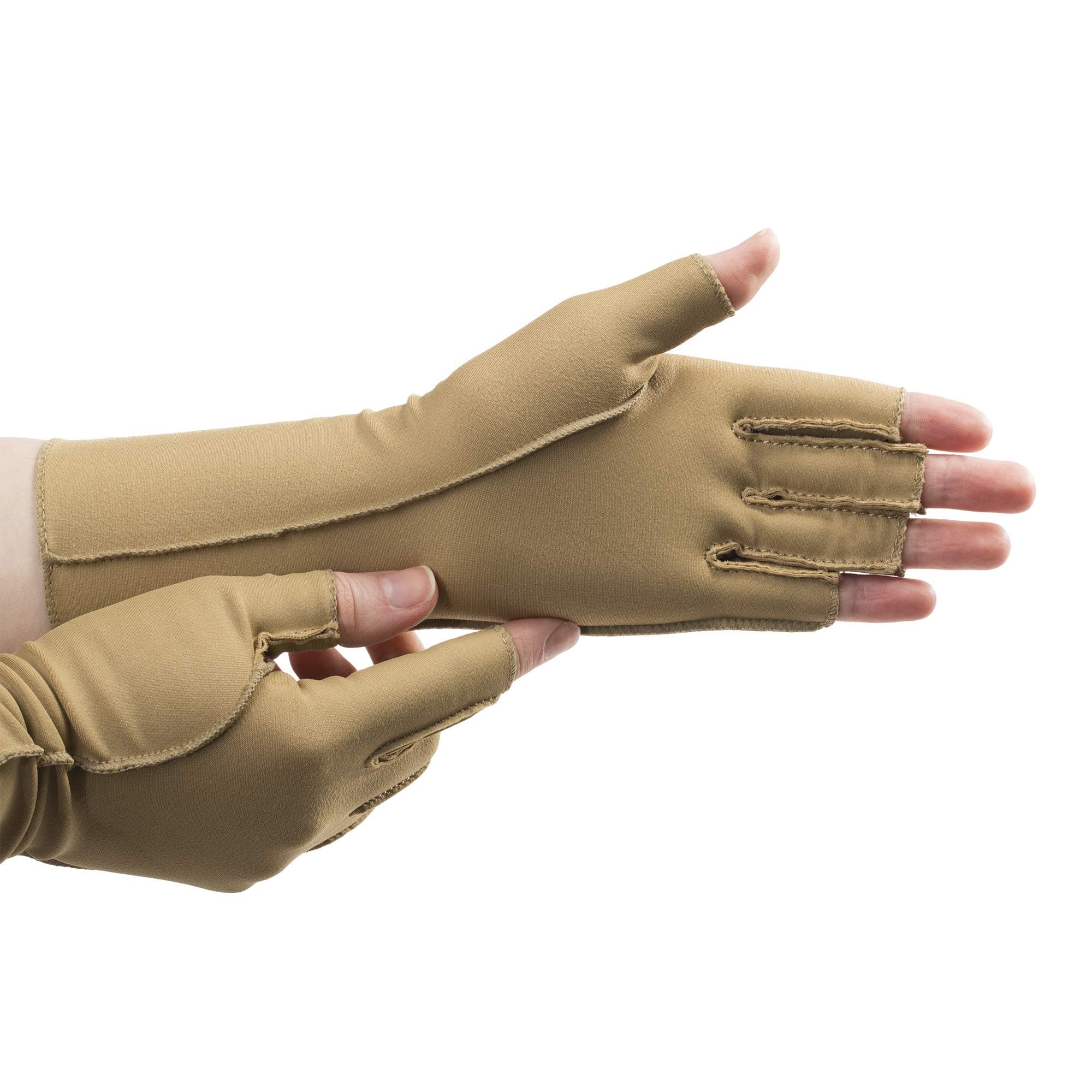 Isotoner Therapeutic Compression Gloves Camel Tan Small