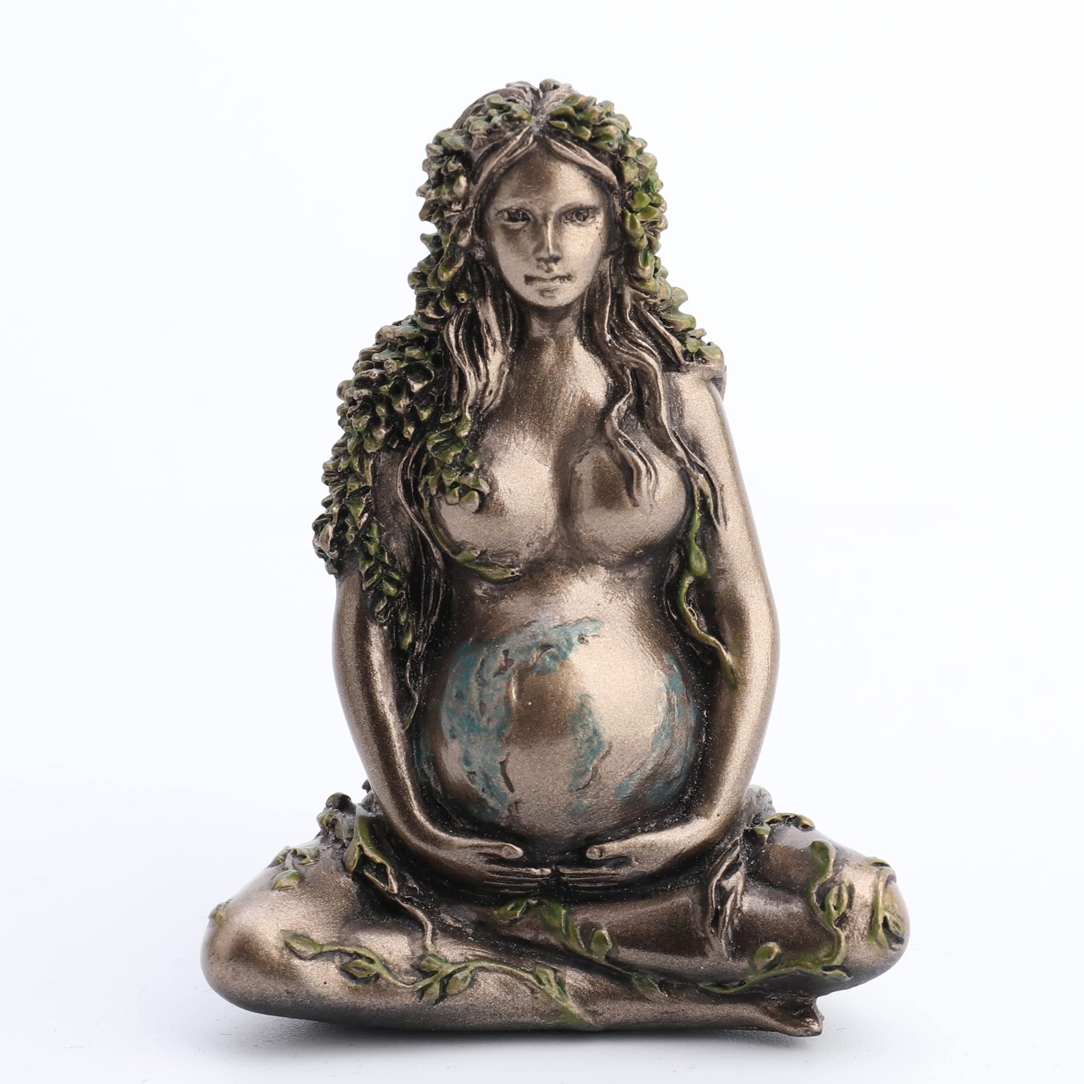 Veronese Design 2.5" Mother Earth Gaia Sitting Lotucs Pose Resin Figurine Painted Bronze Finish