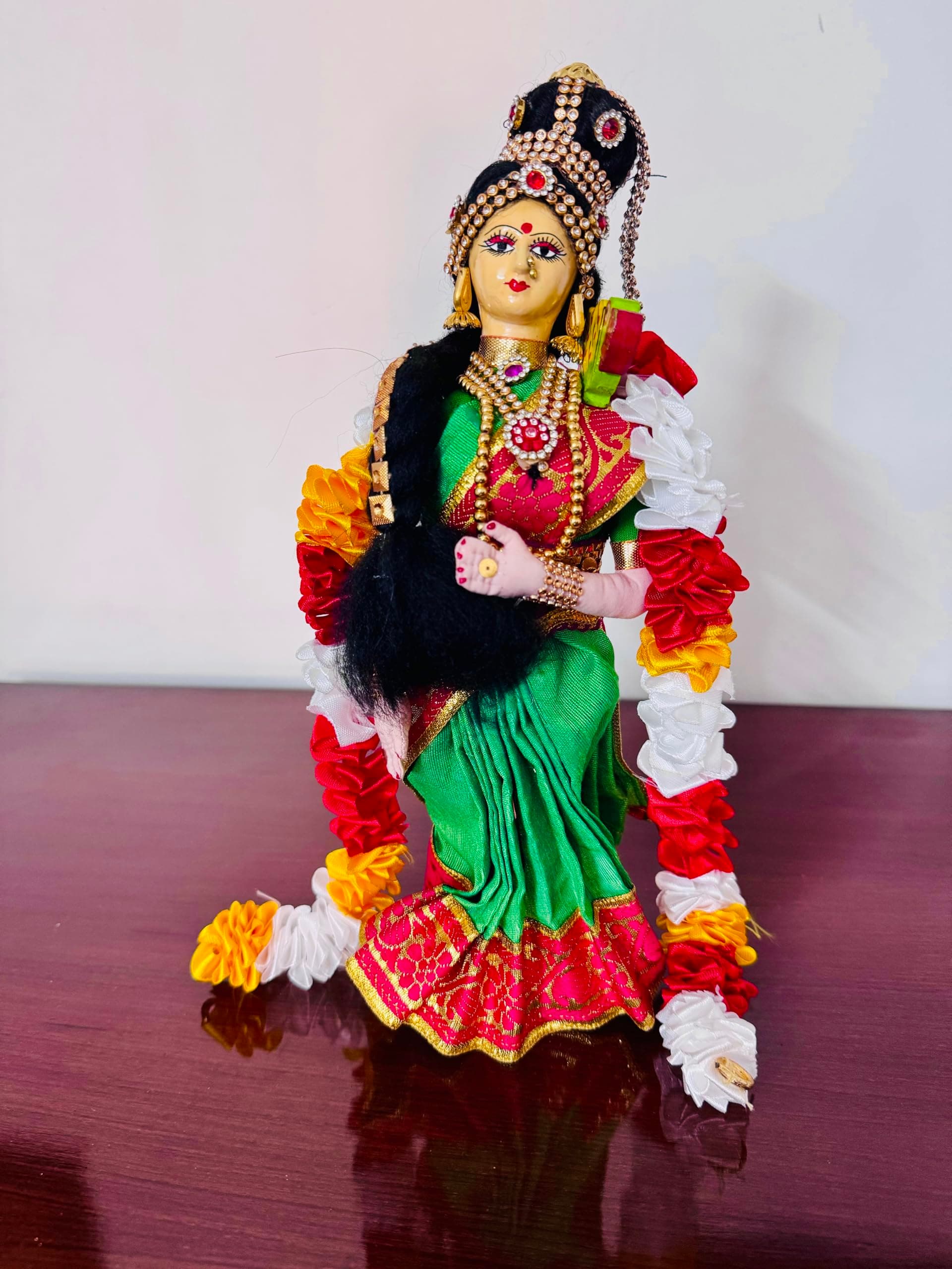Ashni Decorative Indian Andal Doll, 25.4 cm, Green, Red, White, Yellow