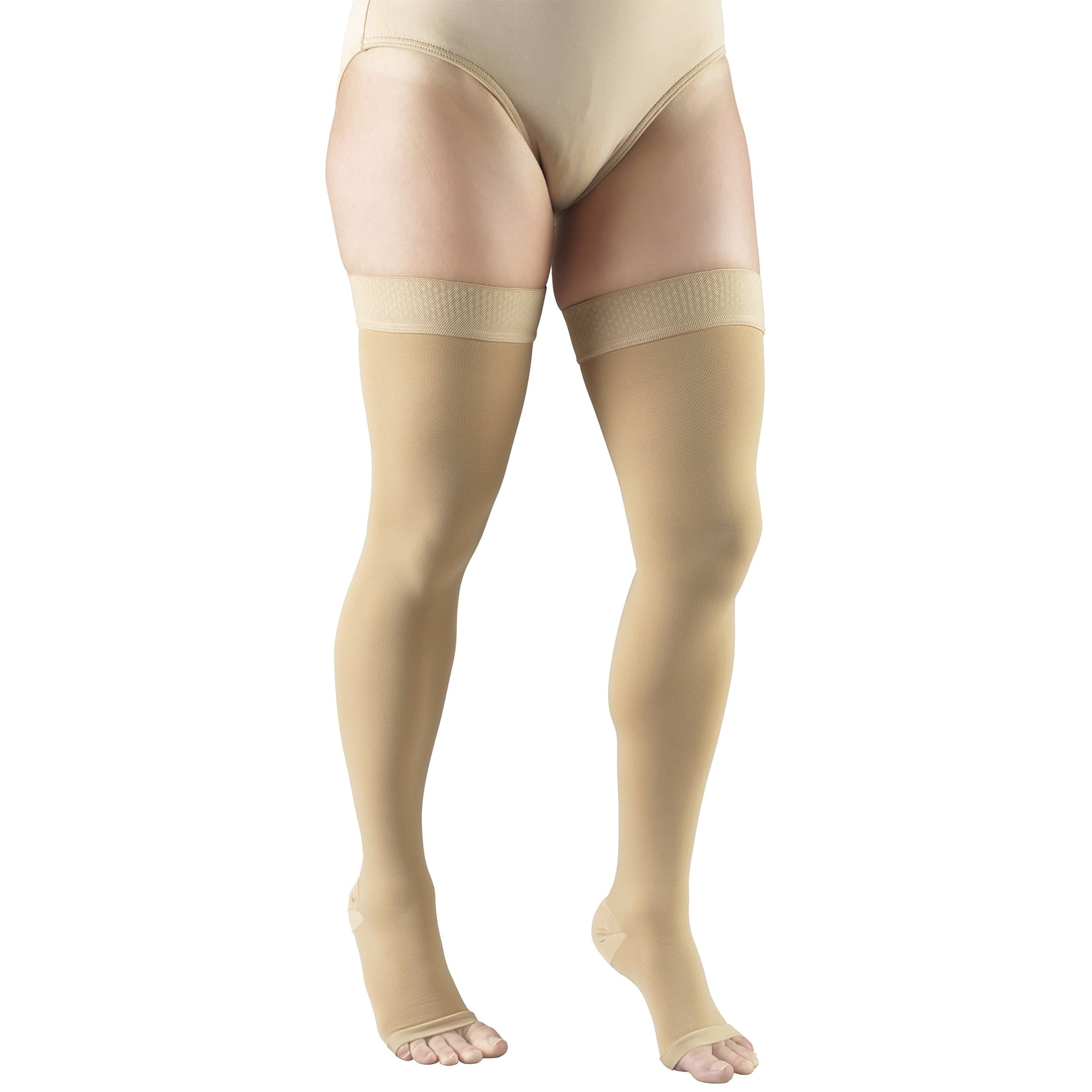 Truform Open Toe, Thigh High 20-30 mmHg Compression Stockings, Beige, X-Large