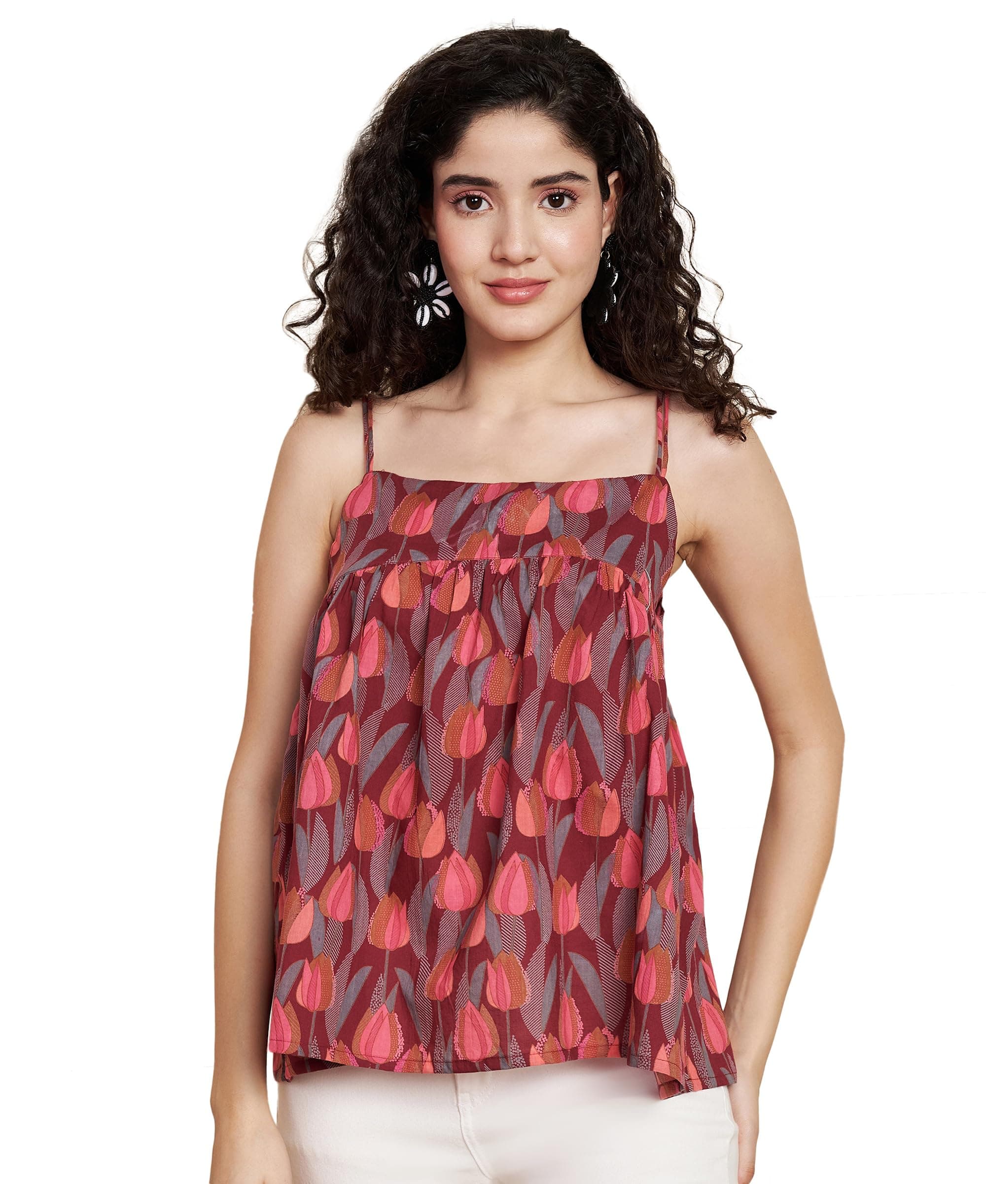 COTLAND Fashions Jaipuri Cotton Sleeveless Printed Peplum Top for Women