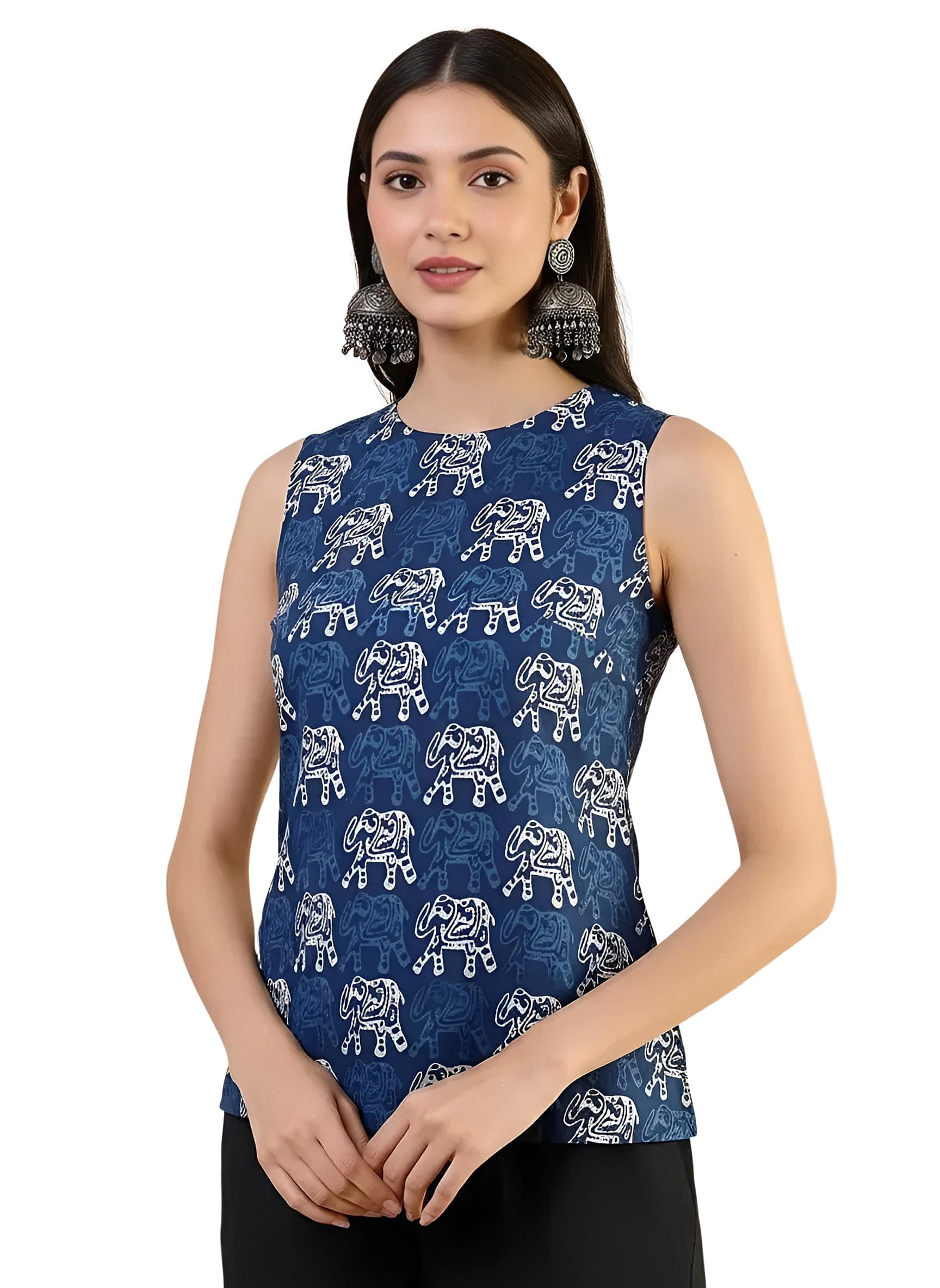 Pinkmint Women’s Printed Sleeveless Top for Women & Girls | Pure Cambric Cotton Fabric | Regular Fit | Soft, Breathable| Ideal for Casual, Daily, Office & Summer Wear (Available in Plus Size)
