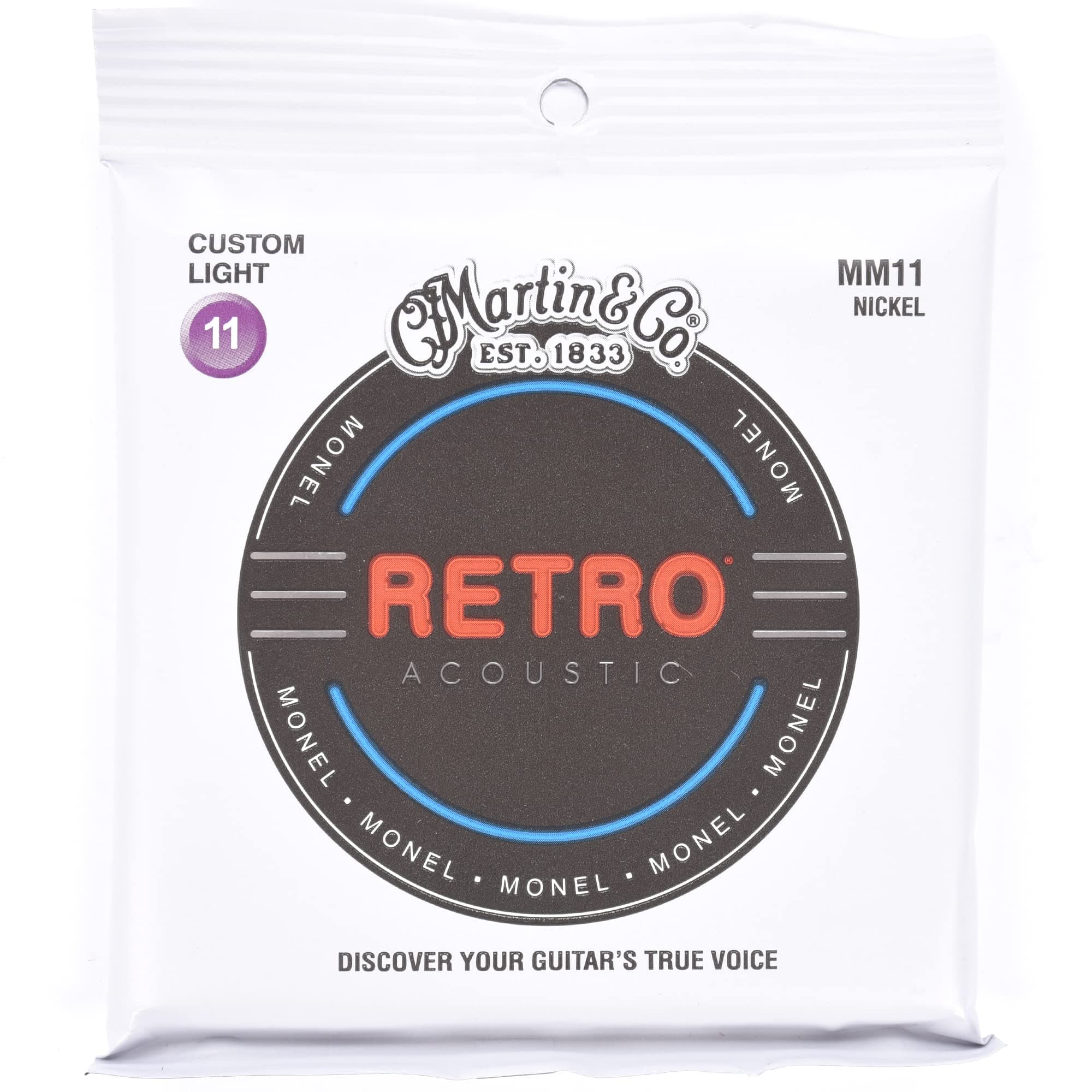 Martin Retro Acoustic Guitar Strings - .011-.052 Custom Light (MM11)