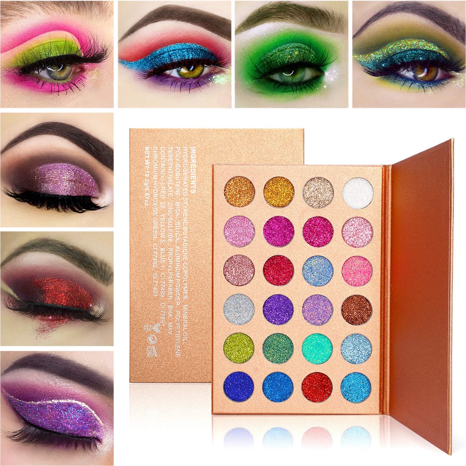 DE 27LANCI Eyes Makeup, Pigmented Mineral Pressed Eye Shadow Palette, Multicolor, Shimmery Finish