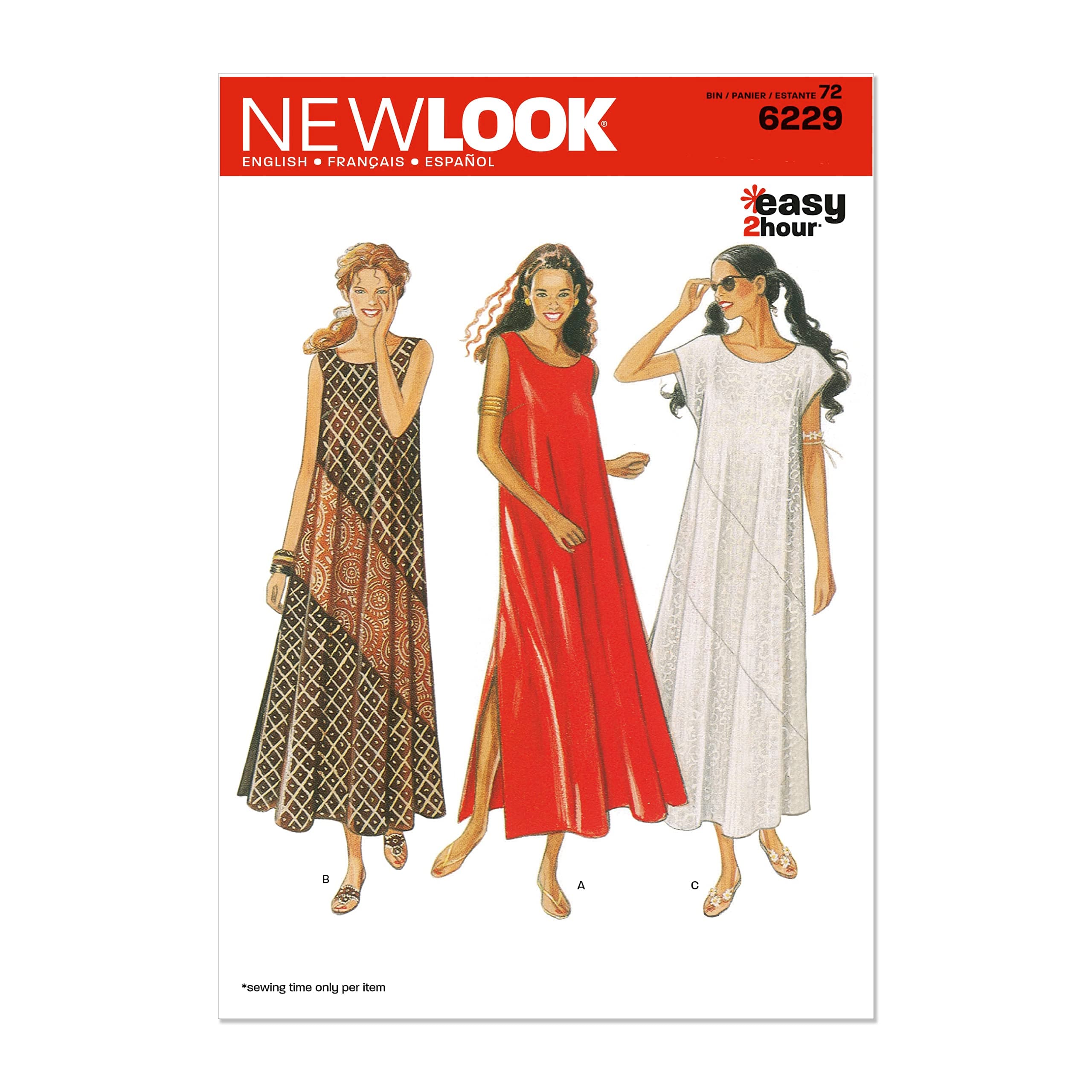 Look Sewing Pattern 6229 Misses Dresses, Size A (8-10-12-14-16-18)