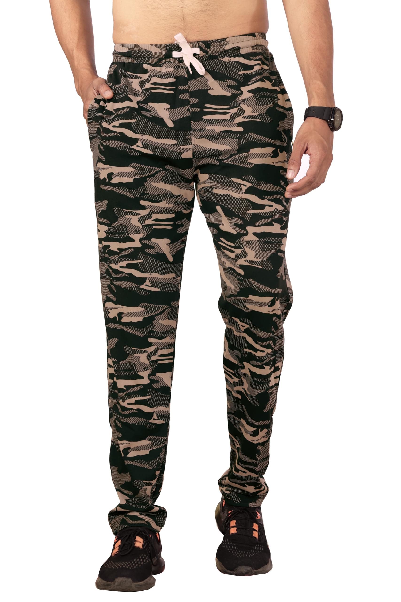 DIHOX Men's Solid Regular Fit Army Style 4 Ways Lycra Stretchable Track Pants