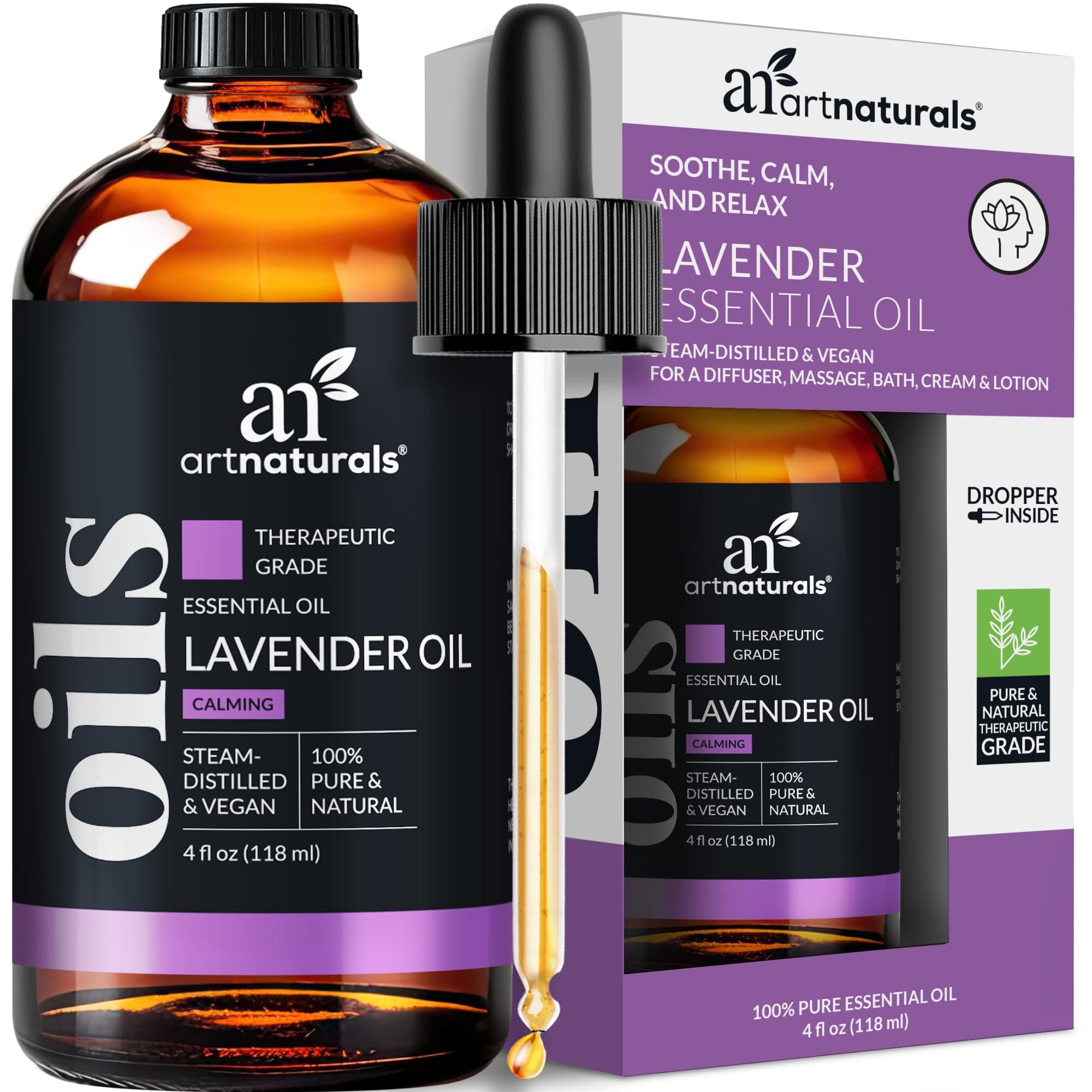 Art Naturals® Lavender Essential Oil 4 oz 3pc Set - Includes Our Aromatherapy Signature Zen Blend 10ml + Travel Size Lavender Oil 10ml - Therapeutic Grade 100% Pure & Natural From Bulgaria (4 oz)