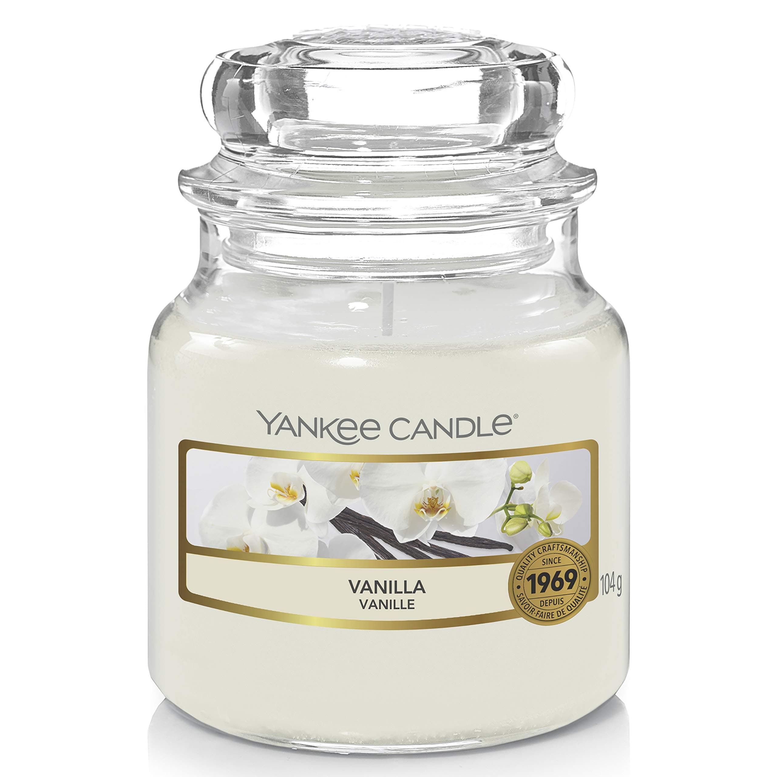 Yankee Candle Vanilla Scented Brand from USA | Premium Single Wick 104 GMS Wax Candle in Glass Jar | Over 20 hrs of Burn Time | Ideal for Home Décor, Gifting,Spa, Bedroom, Living Room