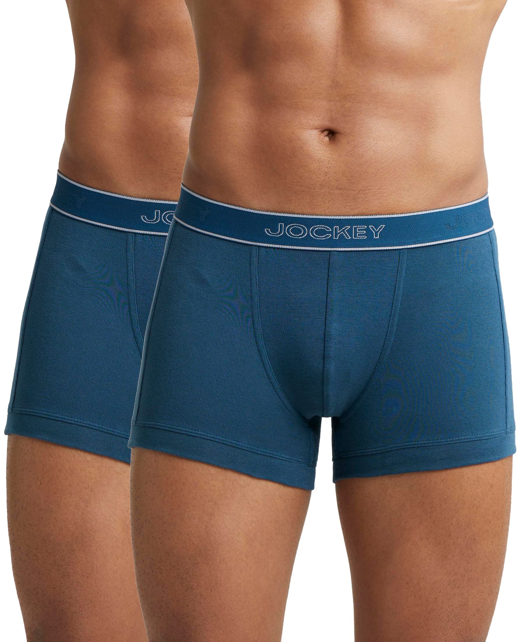 Jockey Men's Cotton Modern Trunks (Pack of 2) (1015_Reflecting Pond_L_Reflecting Pond_Blue_L)
