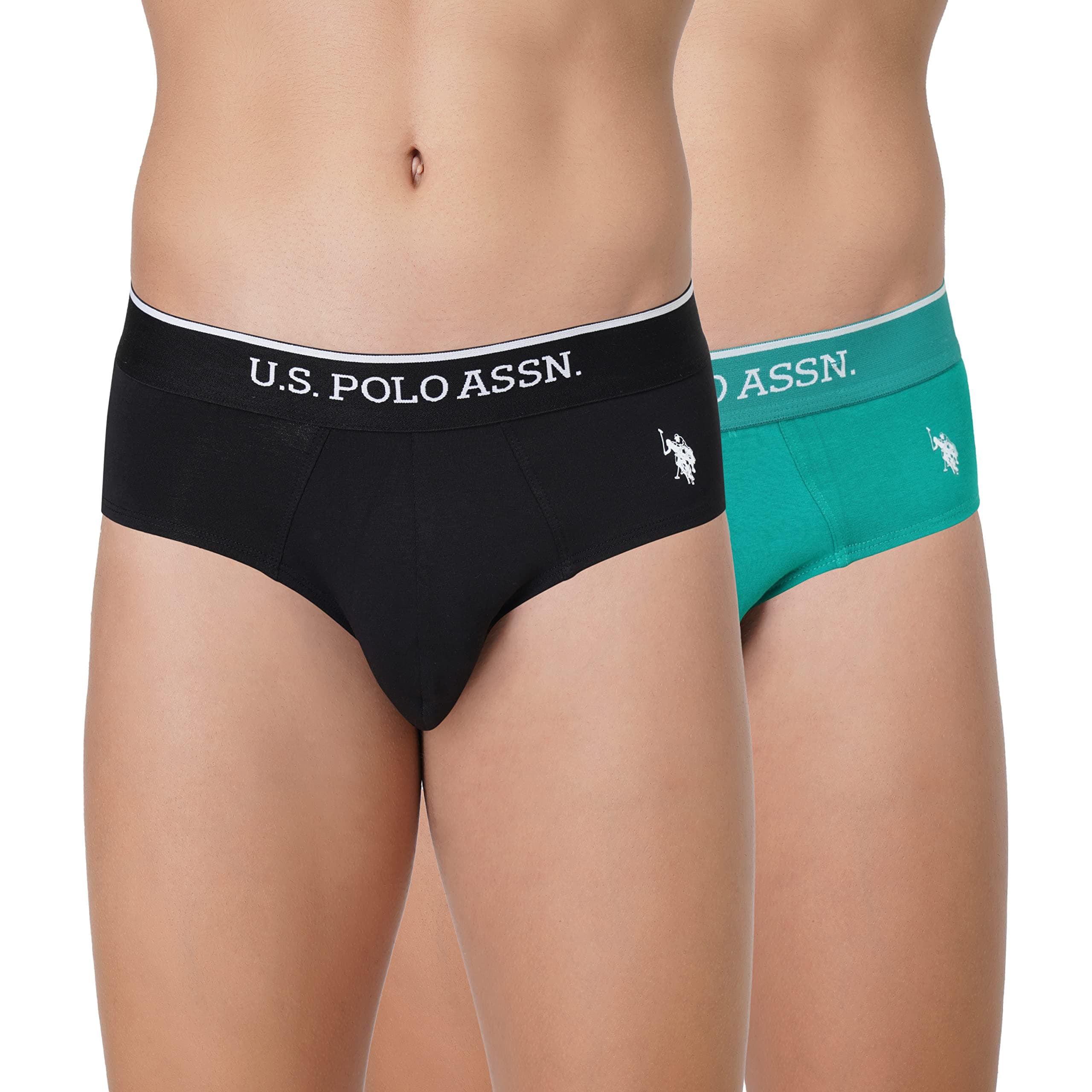 U.S. Polo ASSN. Mens EB004 Anti Microbial Cotton Stretch Essential Underwear Brief -Pack of 2