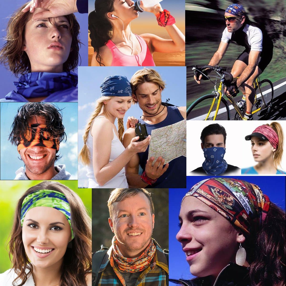 Toes Home 6PCS Outdoor Magic Headband Elastic Seamless Bandana Scarf UV Resistence Sport Headwear Yoga Hiking Riding Motorcycling Solid Color Series
