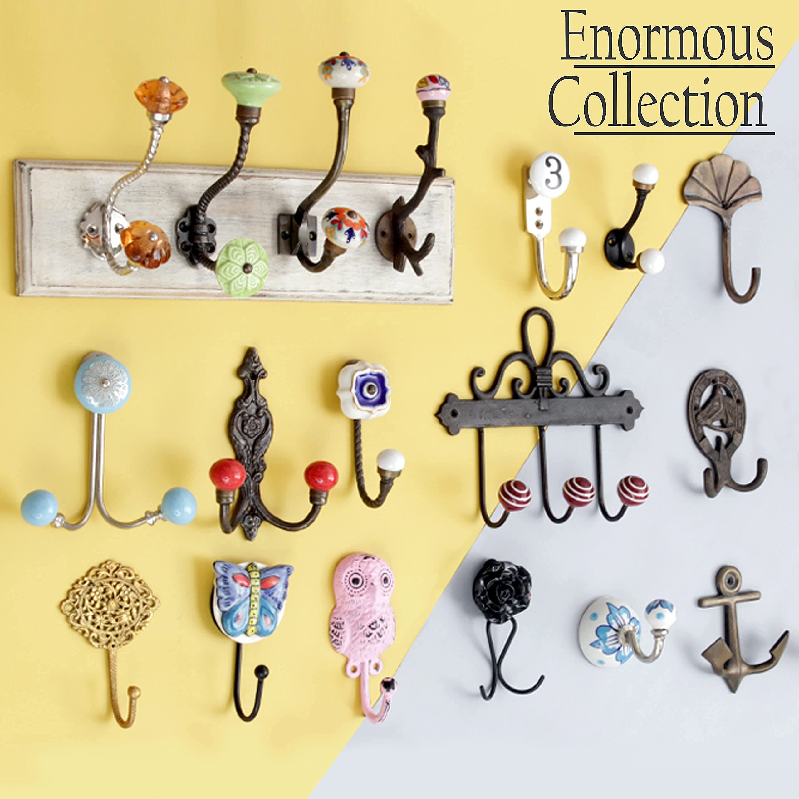 Indian-Shelf Handmade Vocalforlocal Brass Tribal Engraved Leaf Wall Hooks Hangers Holders (11.18 cm, Golden)