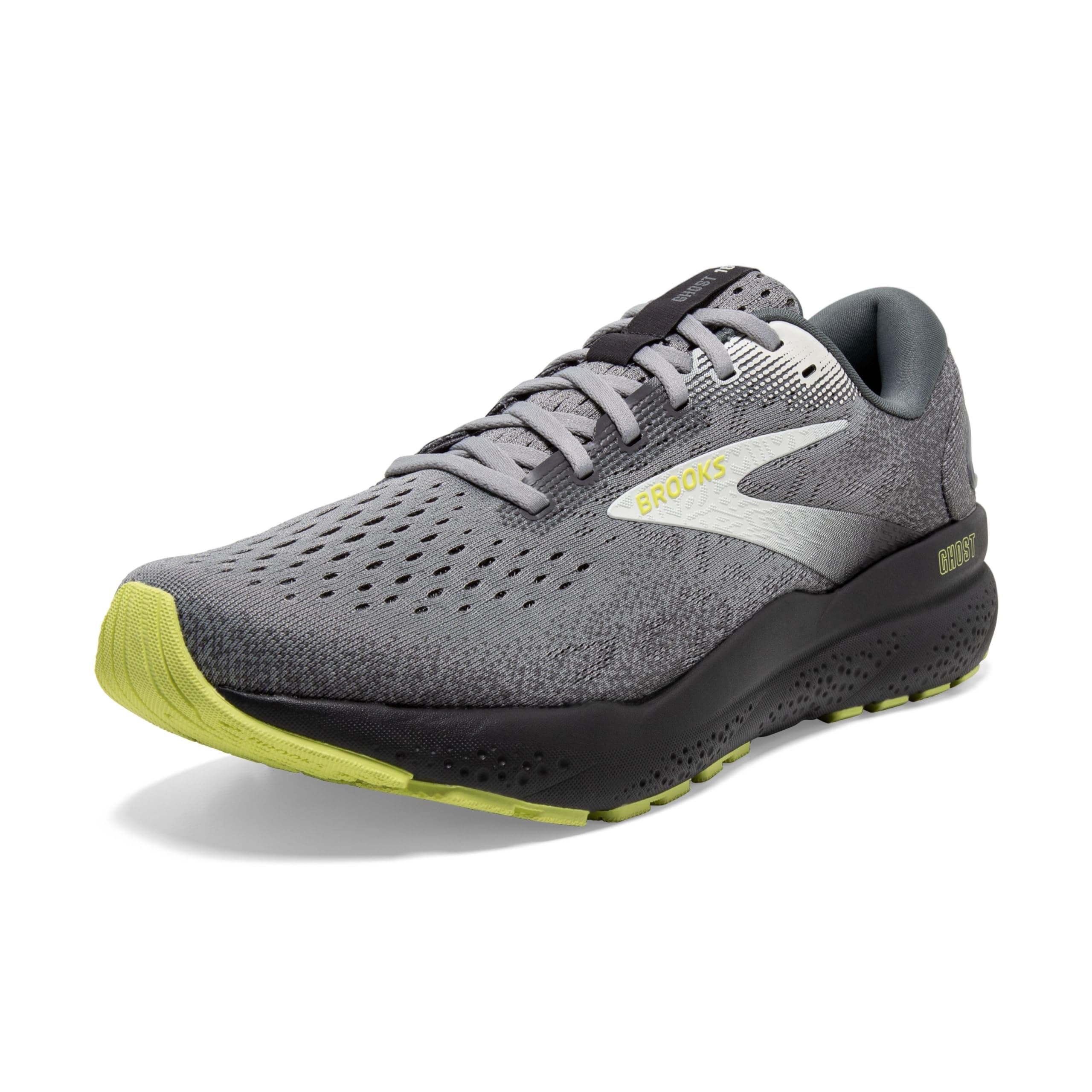 Brooks Men’s Ghost 16 Neutral Running Shoe, Primer/Grey/Lime, 9.5 Wide