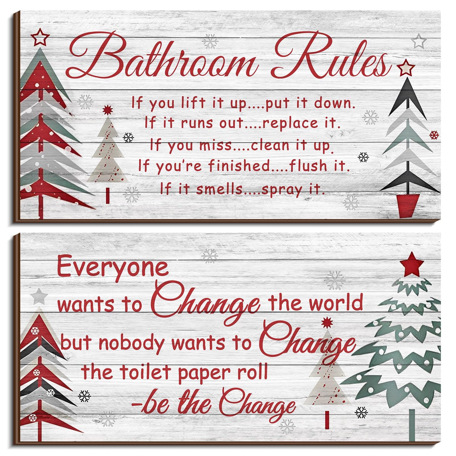 2 Pieces Bathroom Wall Decor Bathroom Rules Flower Wall Art Funny Ocean Beach Bathroom Signs Rustic Bathroom Wooden Signs Farmhouse Toilet Wall Decor