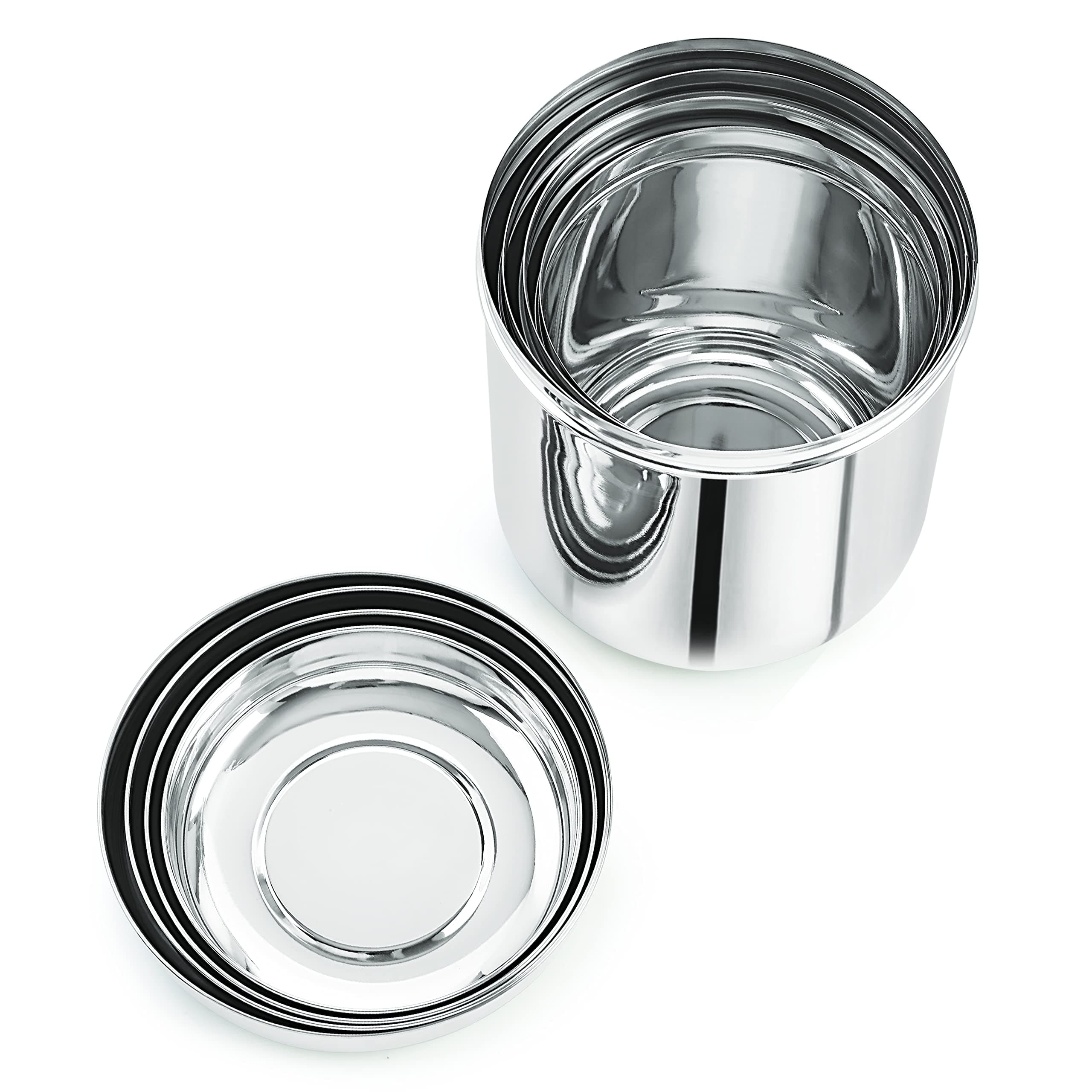 Neelam Stainless Steel 10 (22G) Lazer Etching Deep Dabba, 1000 ml, Silver Durable & Elegant Storage Container with Flower Printed, Ideal for Storing Food, Durable Quality, Perfect for Daily Uses.