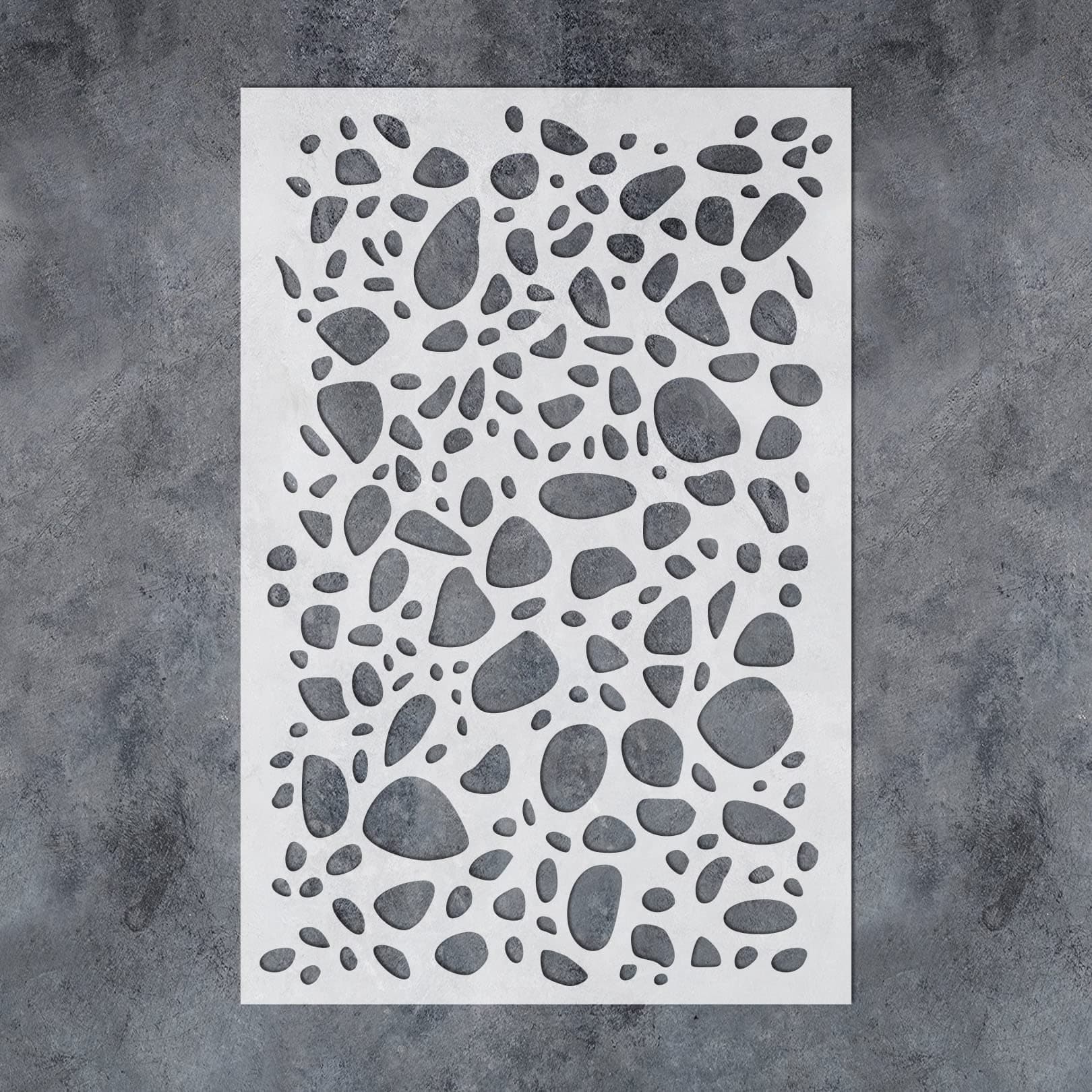 G GSS Designs Large Terrazzo Stencil 16x24Inch Seamless Repetitive Allover Pattern Template Reusable Wall Stencils for Painting Terrazzo Stone Pattern