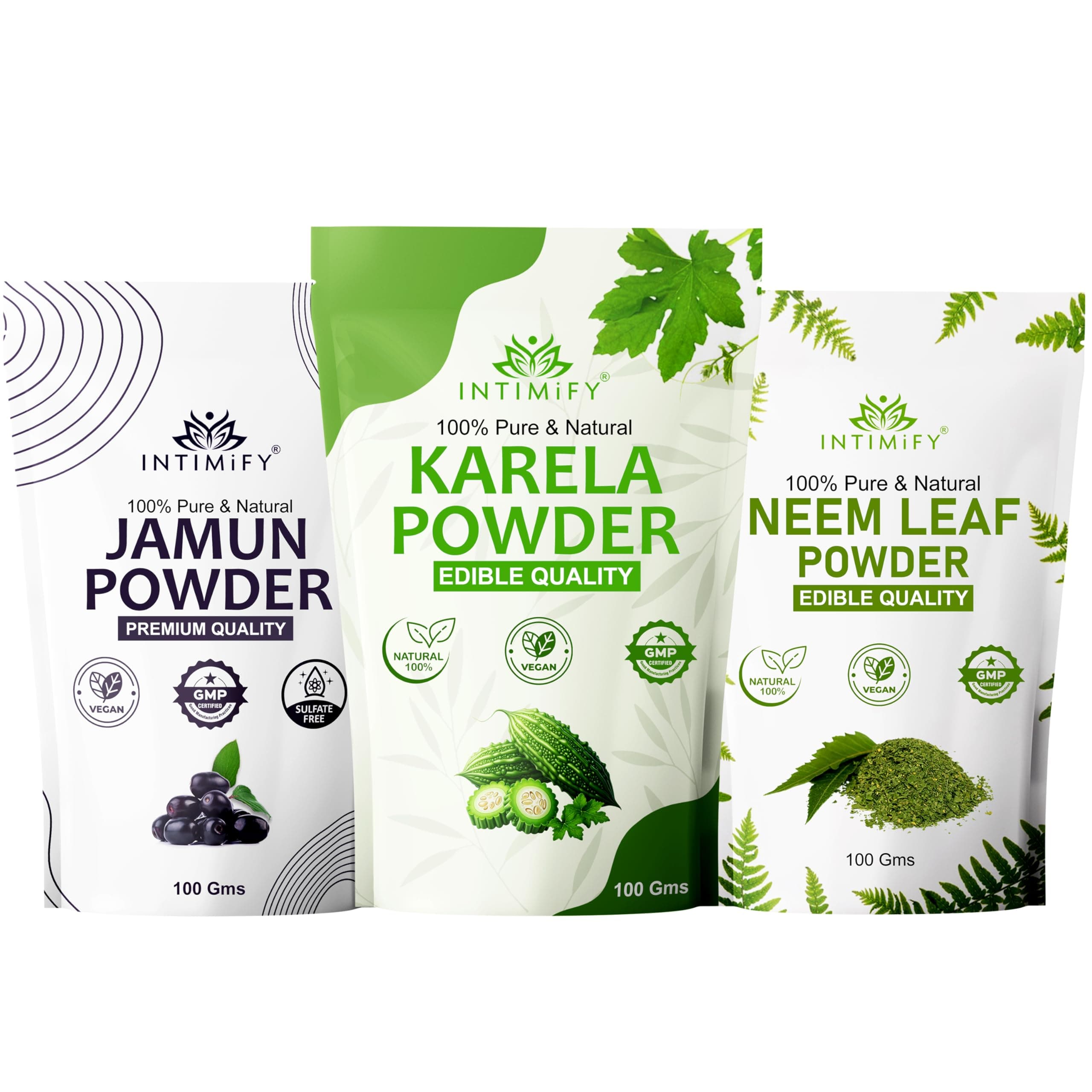 INTIMIFY Neem, Karela, Jamun Seed Powder (100 Gms X 3 Pack)