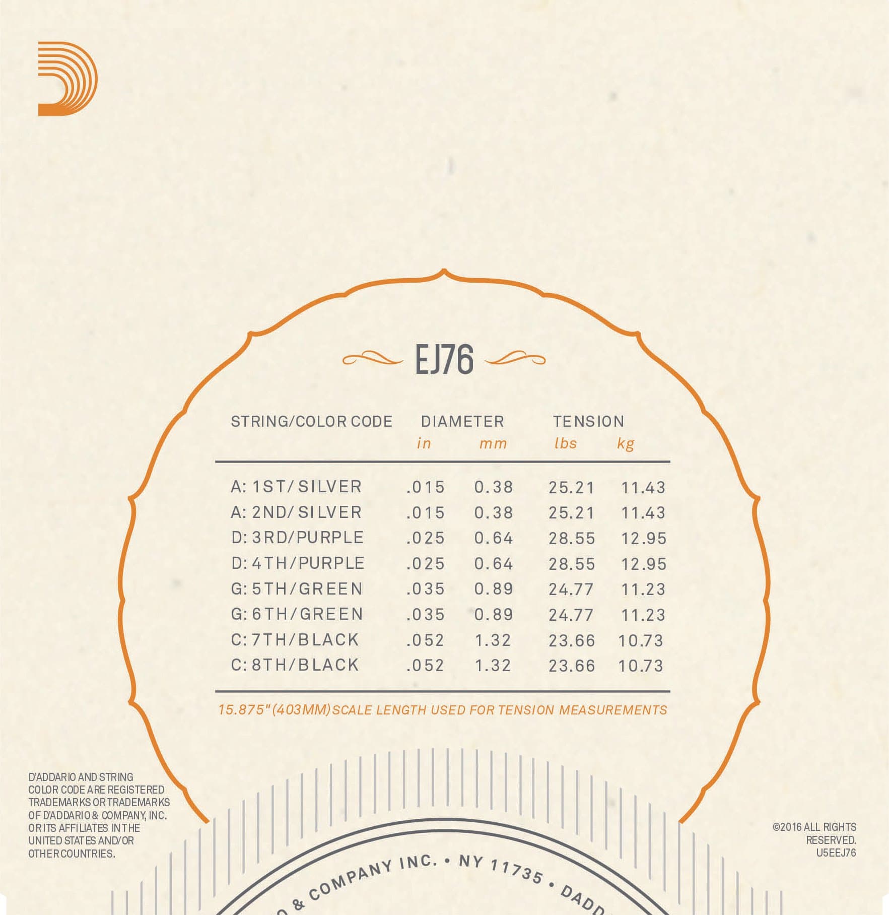 D'Addario EJ76 Phosphor Bronze Mandola Strings, Medium, 15-52