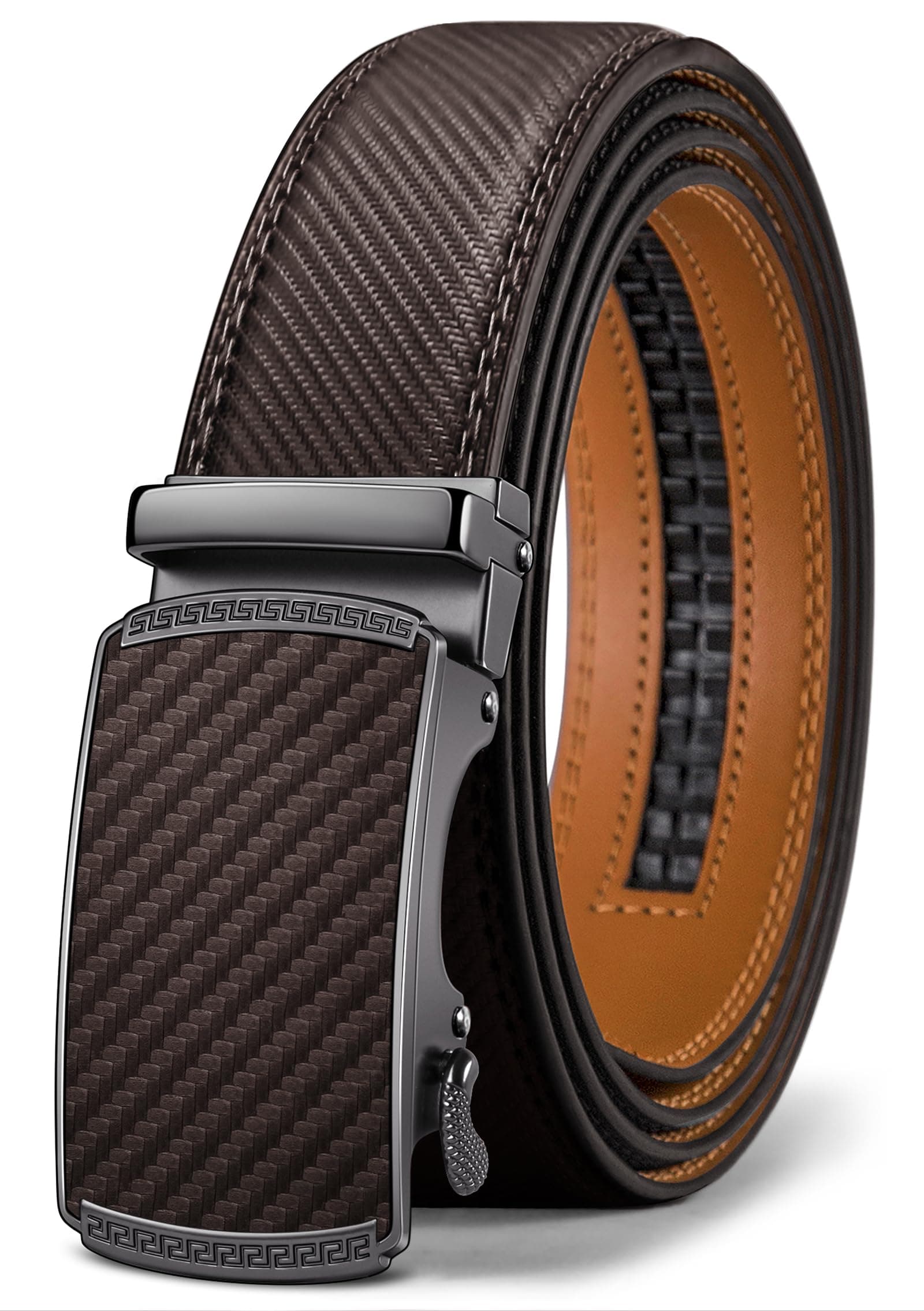 Men's Belt,Bulliant Slide Ratchet Belt For Men Dress Pant Shirt Oxfords,trim To Fit, Dark Brown 2486, 36"-42"Waist Adjustable
