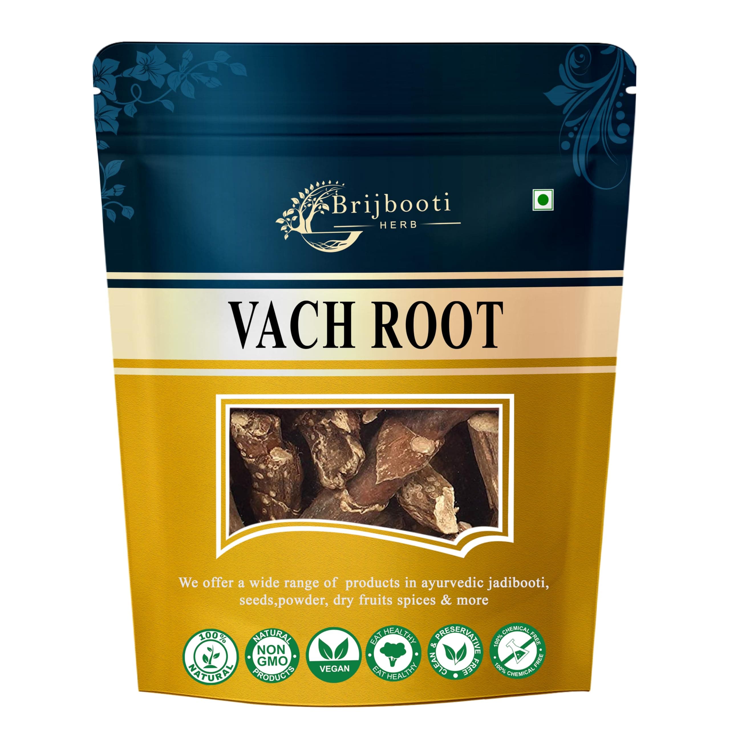 Brijbooti Vach 100 Gr - Vach ki Lakdi - Vach jadi buti - Vasambu - Gurbach - Vacha Root - Sweet Flag - Gudbach