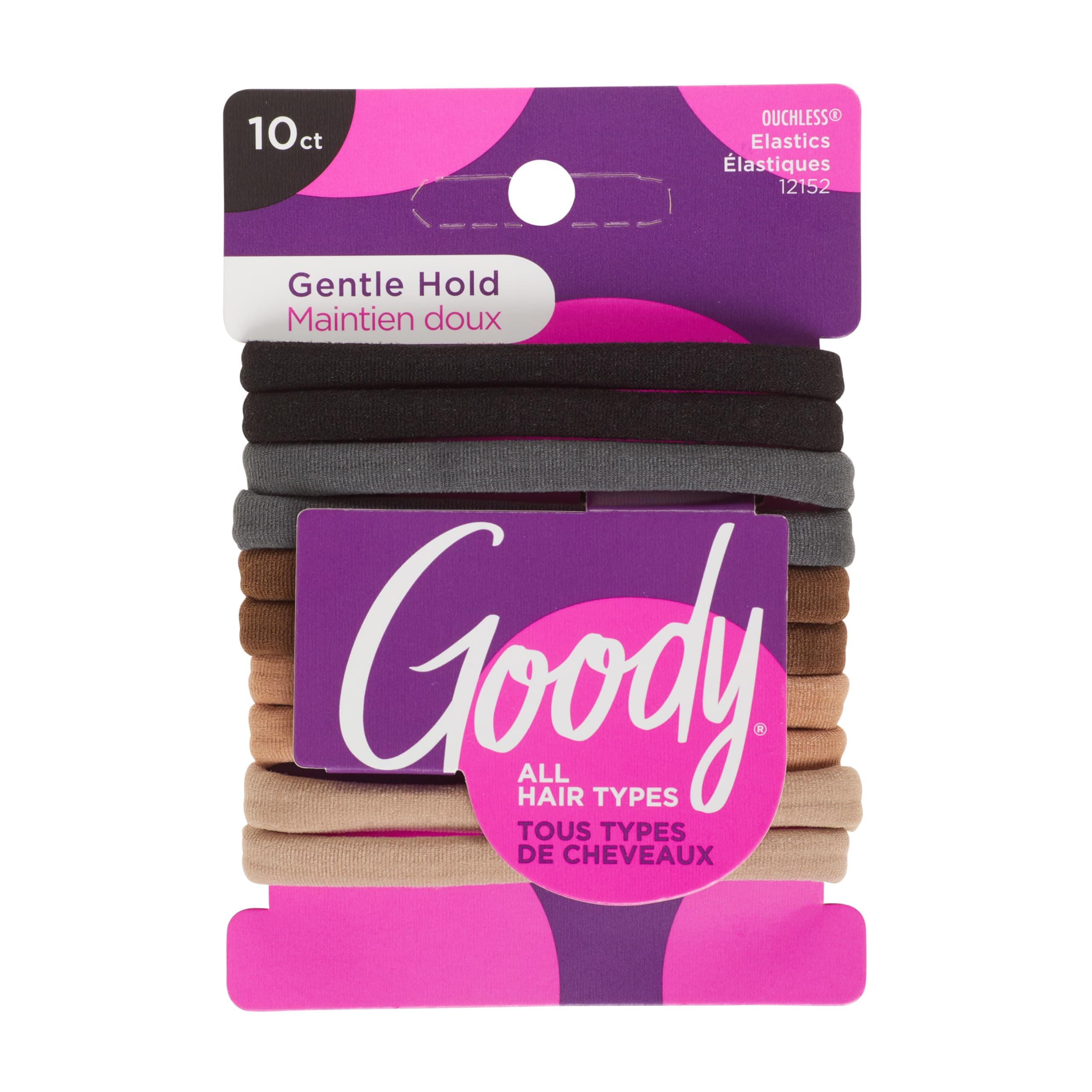 Goody Ouchless Seamless Hair Bows - 10 Ct, Neutral Tones Damage Free Soft Hold Hair Bands, No Touching or Pulling, for All Occasions, Chic Hair Accessories for Women & Men, All