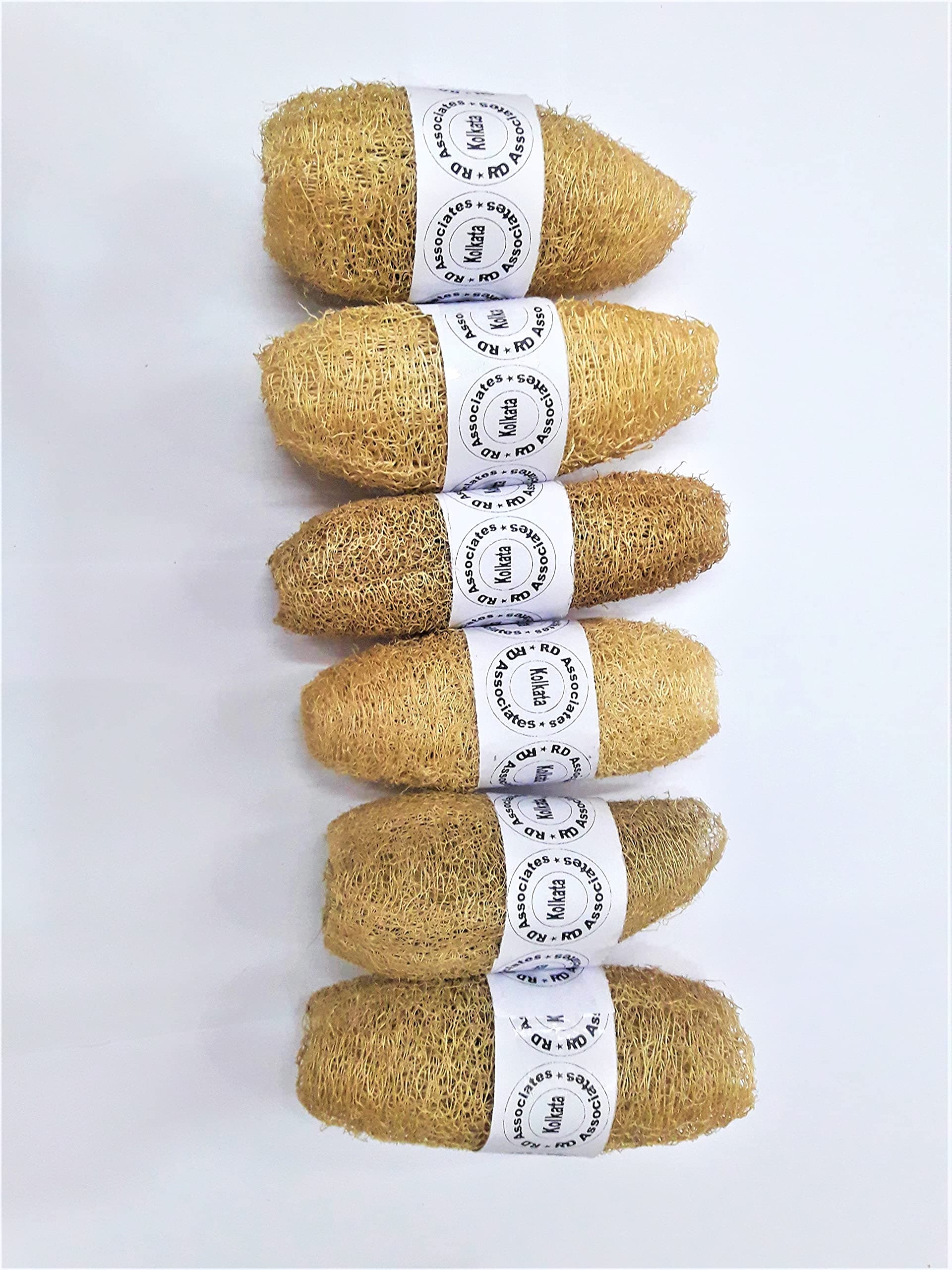 rdassociates ® Natural Loufah/loofah Body Scrubber –Ridge Ground Fiber Organic, Skin Friendly, Light Weight, Chemical free, Eco Friendly for Bathing, Men, Women (3-4 cm, Pack of 6)