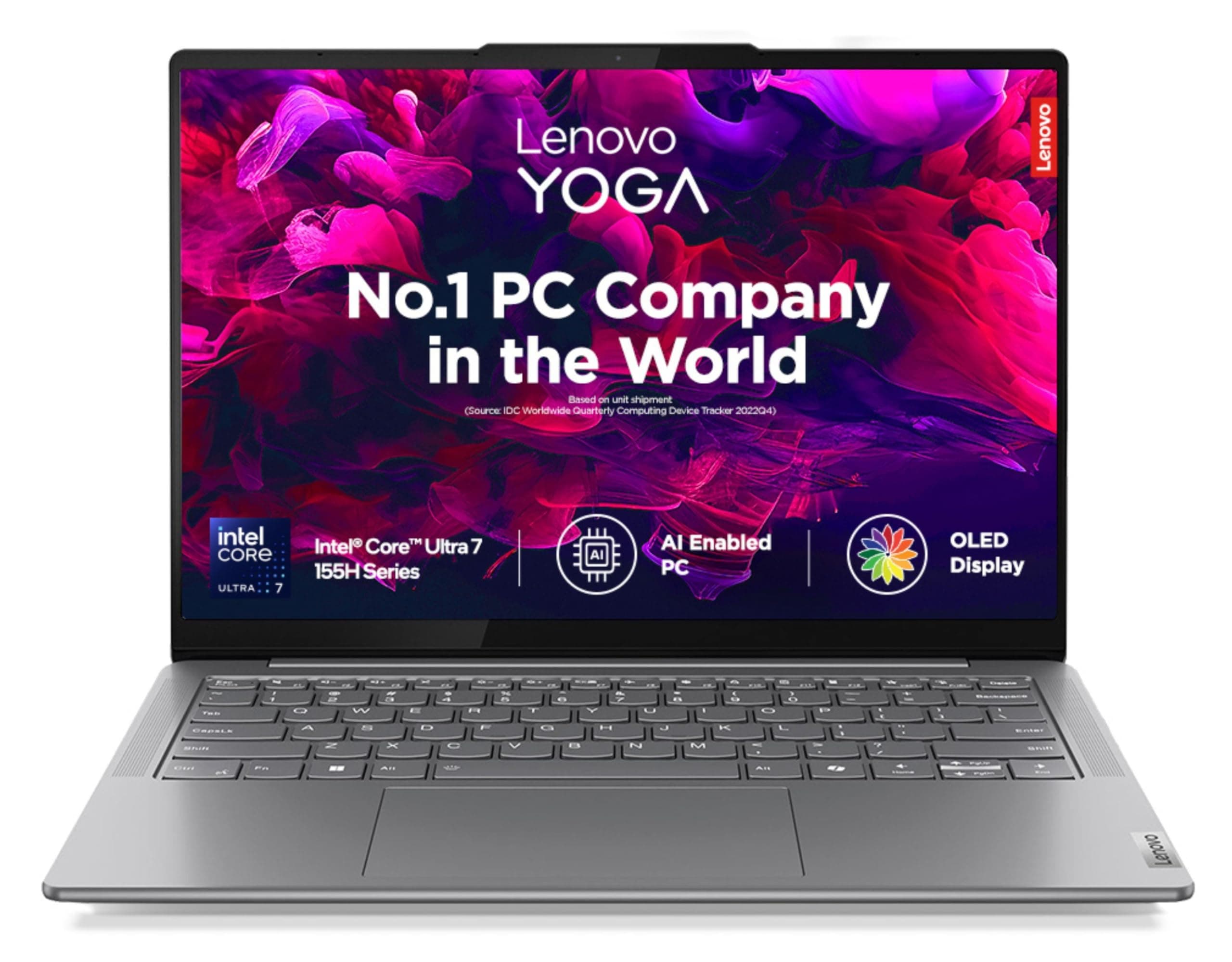 Lenovo Yoga Slim 7 Intel Core Ultra 7 155H 14"(35.5cm) WUXGA-OLED 400Nits Laptop (32GB RAM/1TB SSD/AI PC/2Wx4 Speakers/Windows 11/Office Home 2024/1Yr ADP Free/Grey/1.39Kg), 83CV00D3IN