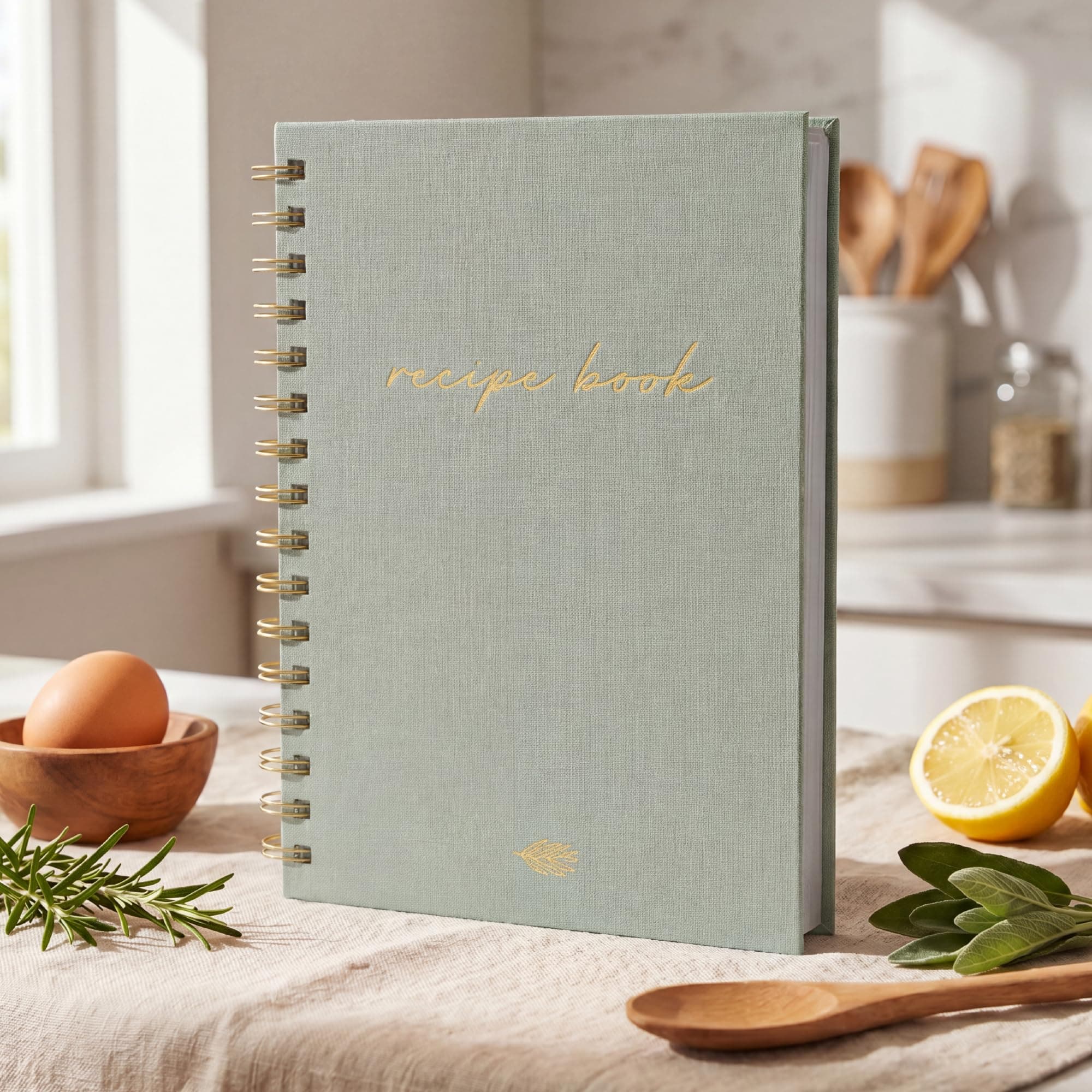 ZICOTO Aesthetic Blank Recipe Book with Linen Cover - The Perfect Recipe Notebook to Write in Your Own Recipes - Beautiful Blank Cookbook to Organize Your Recipes