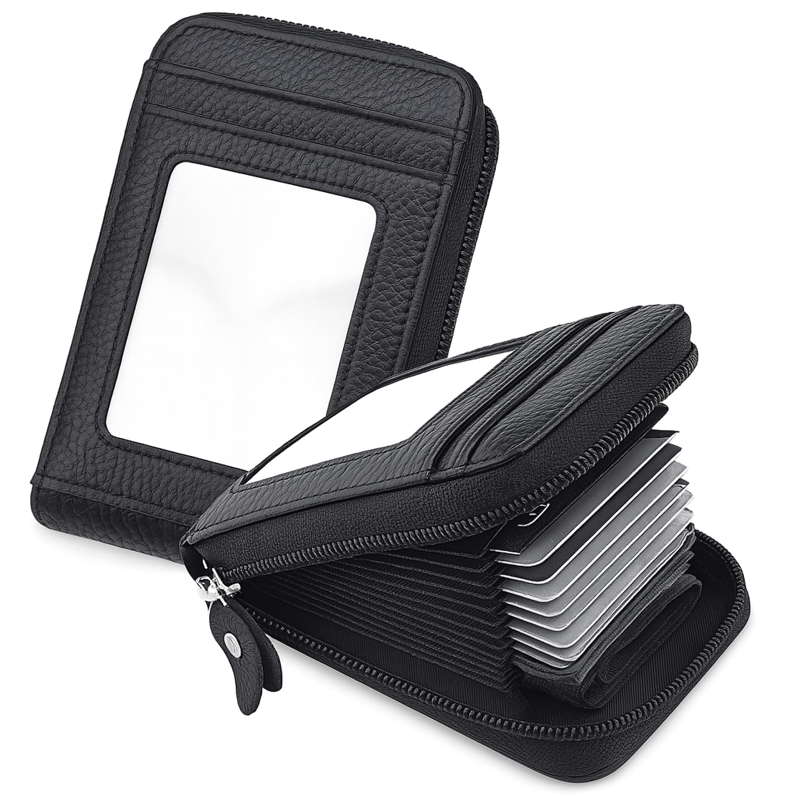 Kraptick Vertical RFID Leather Wallet for Credit, Debit, and Cardholder, Compact Slim Wallet with Single Zipper and Unisex Design