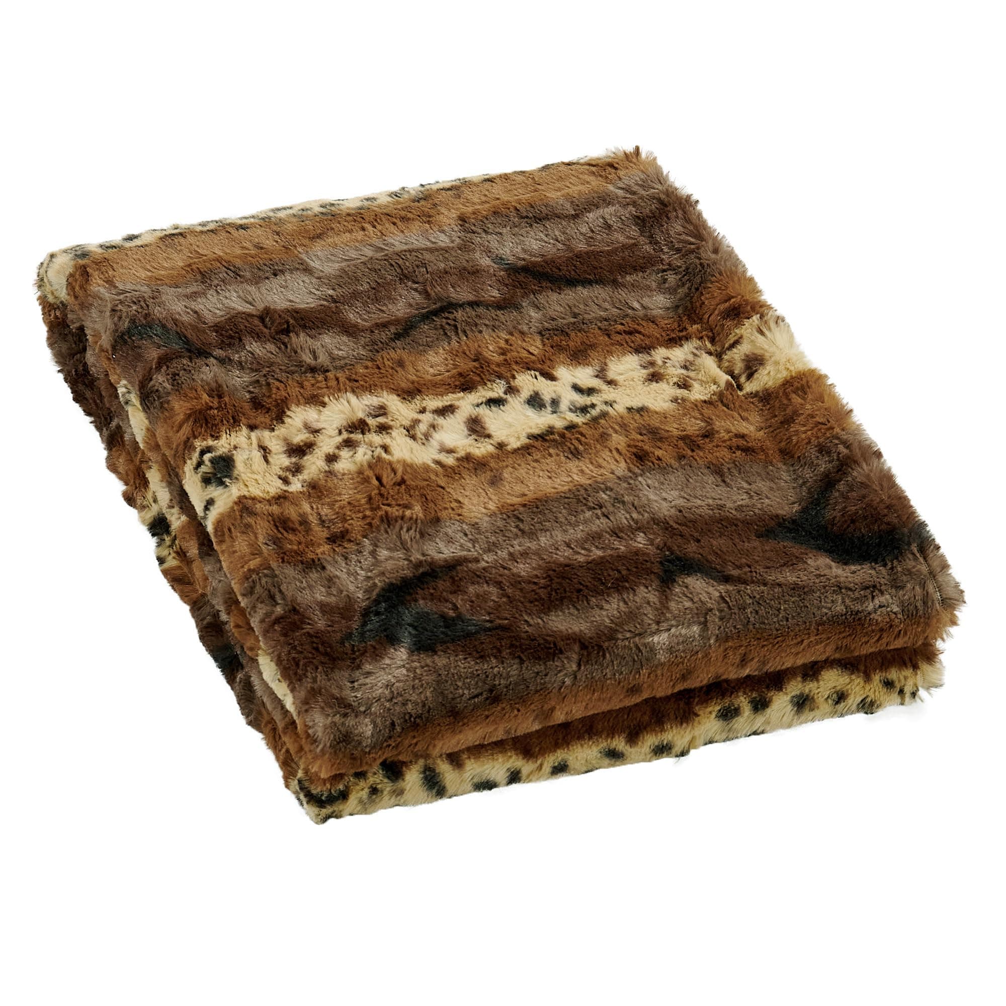 Home Soft Things Animal Printed Double Sided Faux Fur Throw, 50" x 60'', Brushed Leopard Heavy Warm Soft Stripe Throw Blanket for Kids Adults Great Gifts