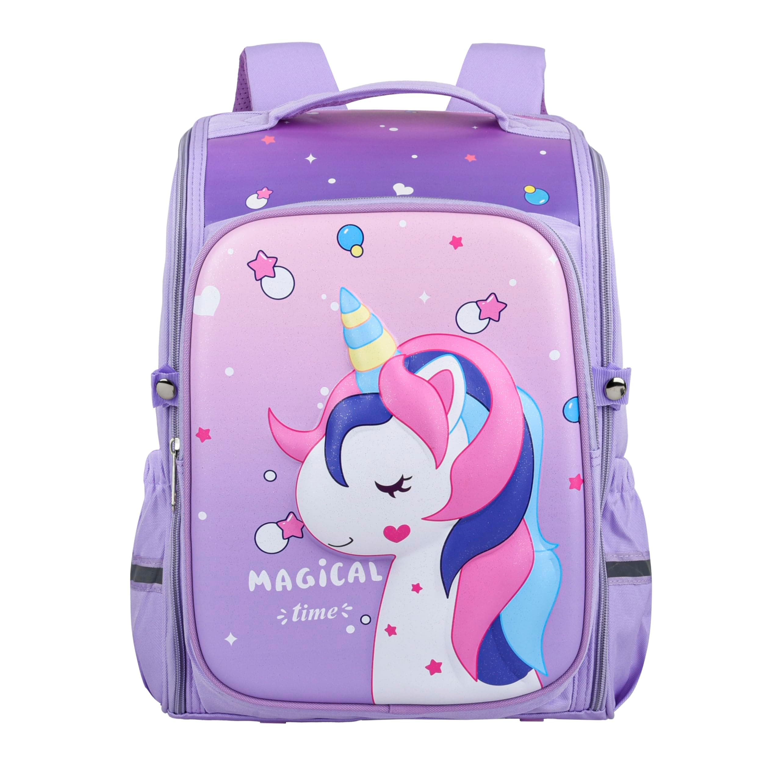 NIYX Luna Purple Kids BackPack | Side Bottle Pockets, Multi Compartment, 17 Litre Shoulder School Bagpack | School Backpack For Kids, Girls